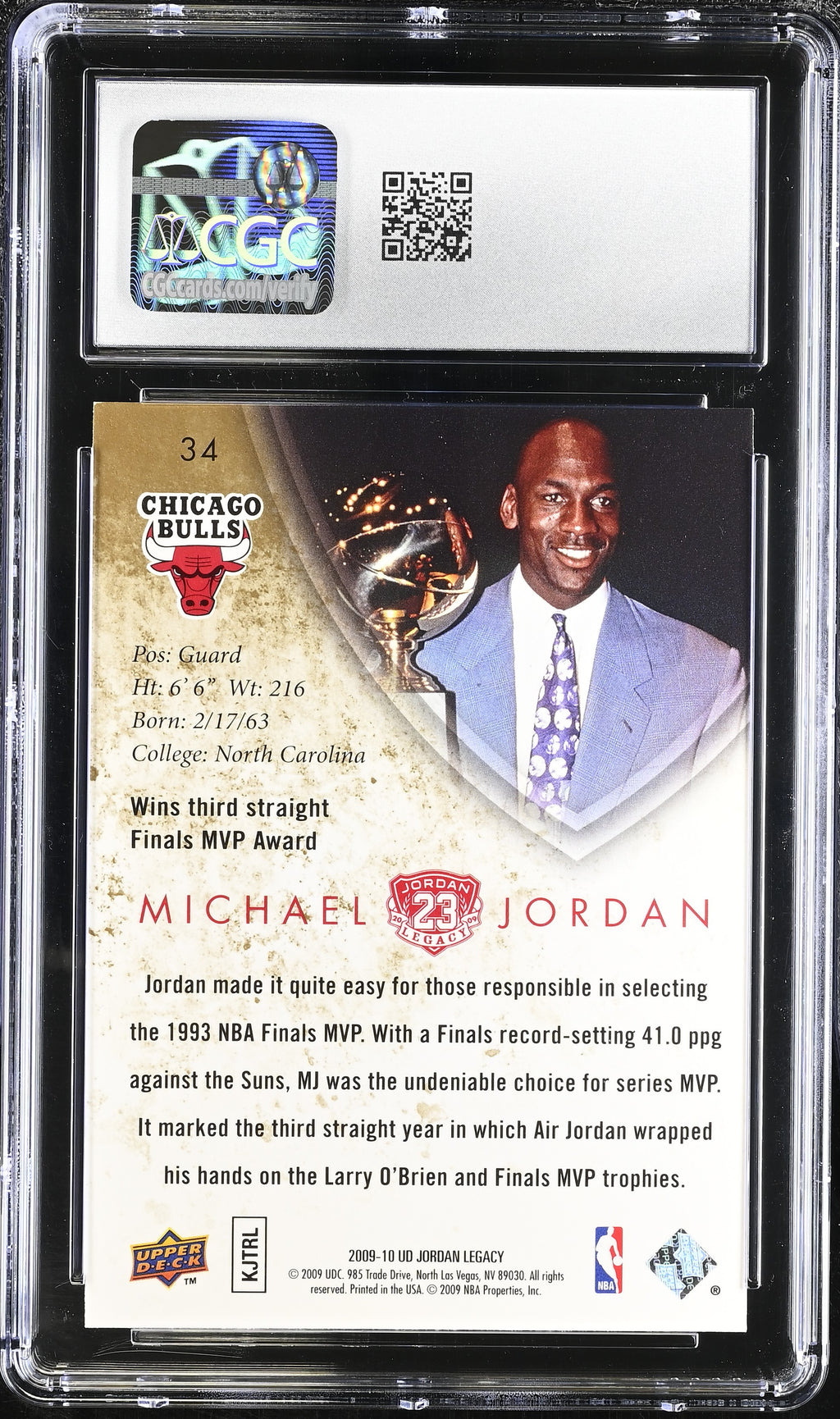 2009-10 Jordan Legacy Upper Deck #34 Michael Jordan CGC 10