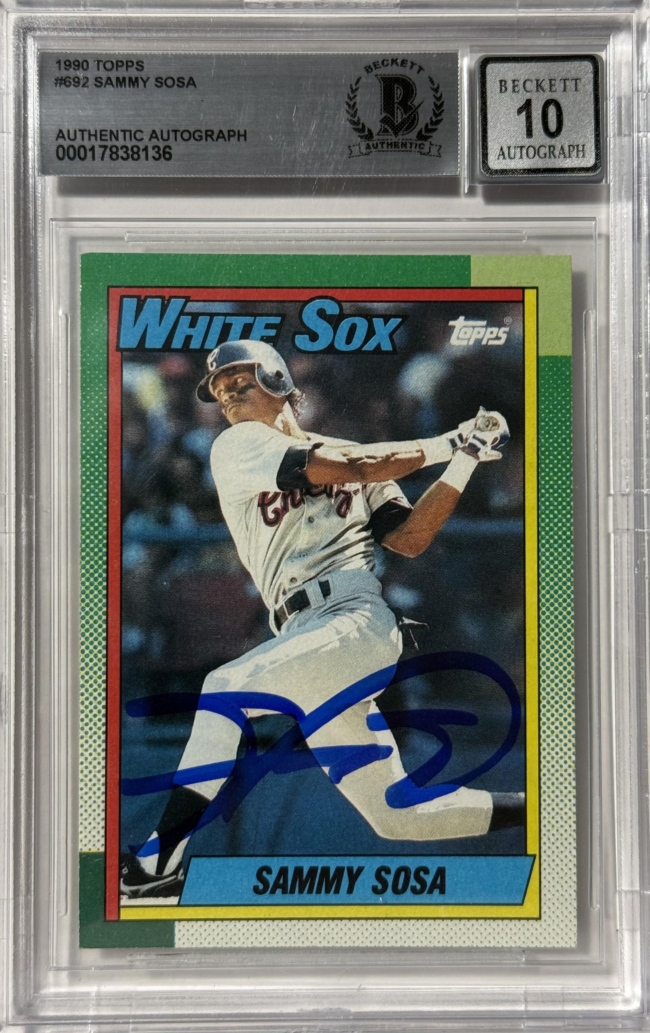 1990 Topps Sammy Sosa Chicago White Sox Topps #692 Rookie BGS 10 Autograph