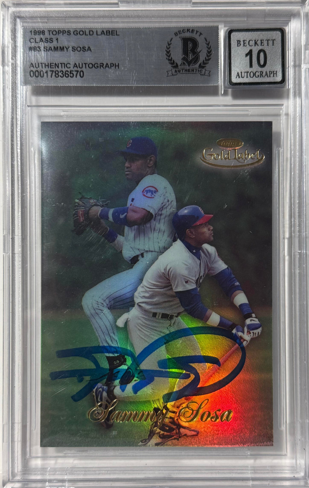 1998 Topps Gold Label - Sammy Sosa Chicago Cubs #83 BGS 10 Auto