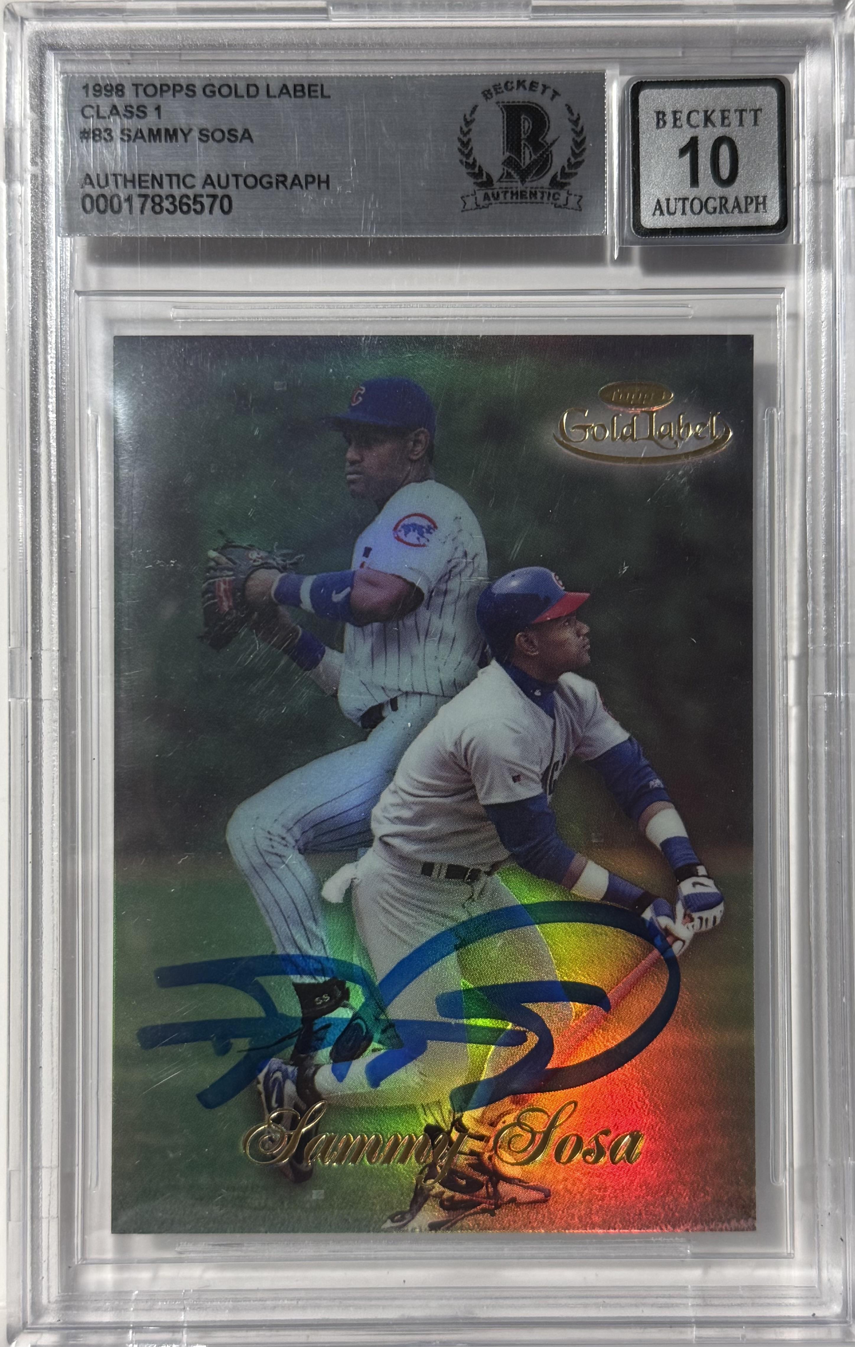 1998 Topps Gold Label - Sammy Sosa Chicago Cubs #83 BGS 10 Auto