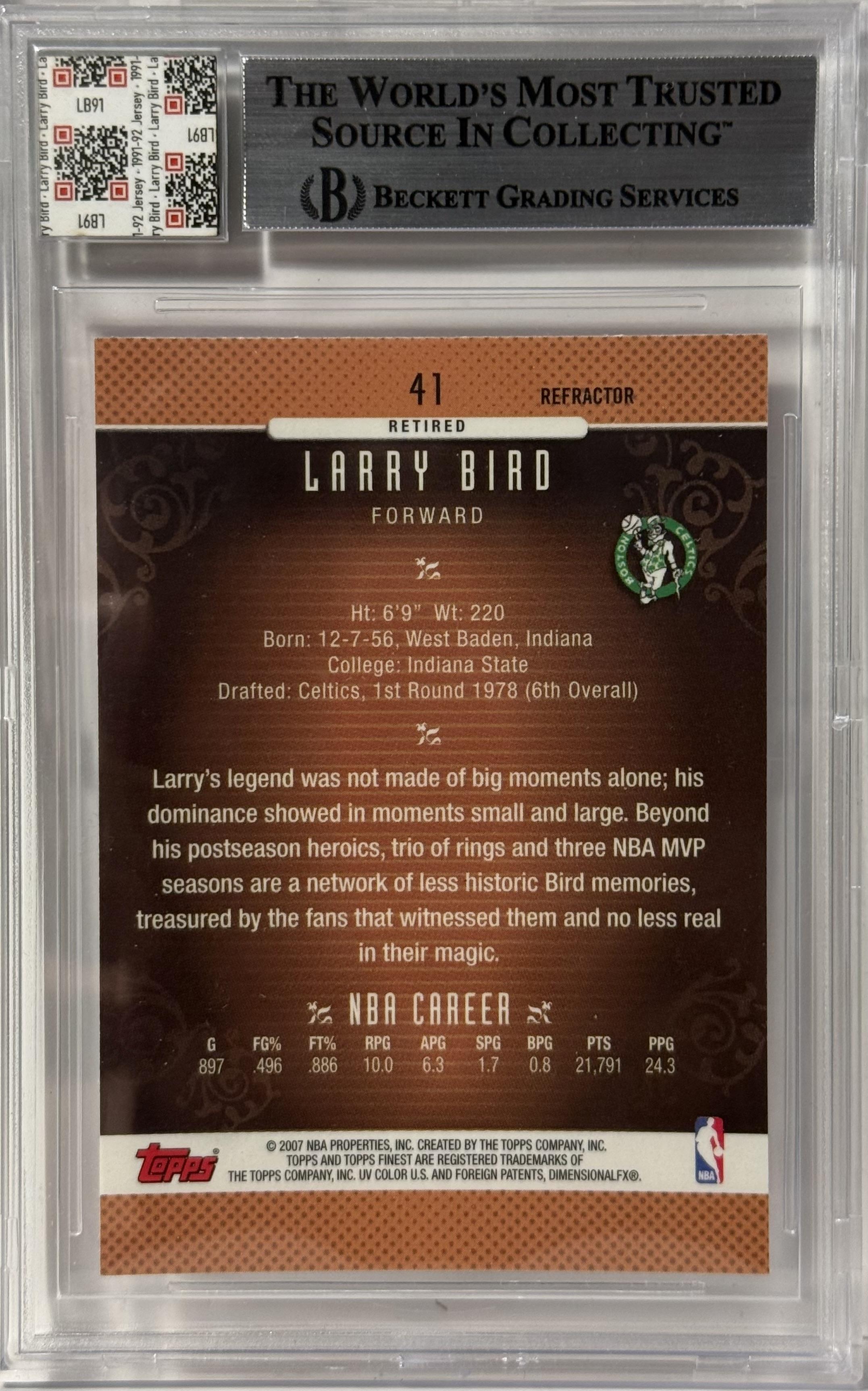 2006-07 Finest #41 Larry Bird Refractors Blue #/299