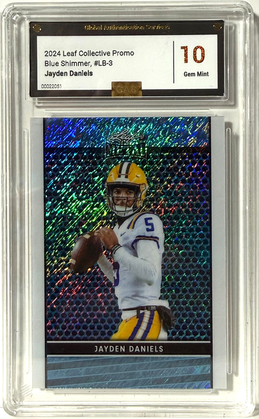 2024 Leaf Collective Promo - Shimmer Light Blue Jayden Daniels Leaf #LB-3