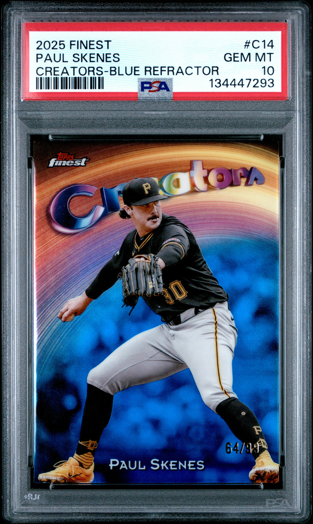 2025 Topps Finest Creators #C14 Paul Skenes Creators-Blue Refractor PSA 10