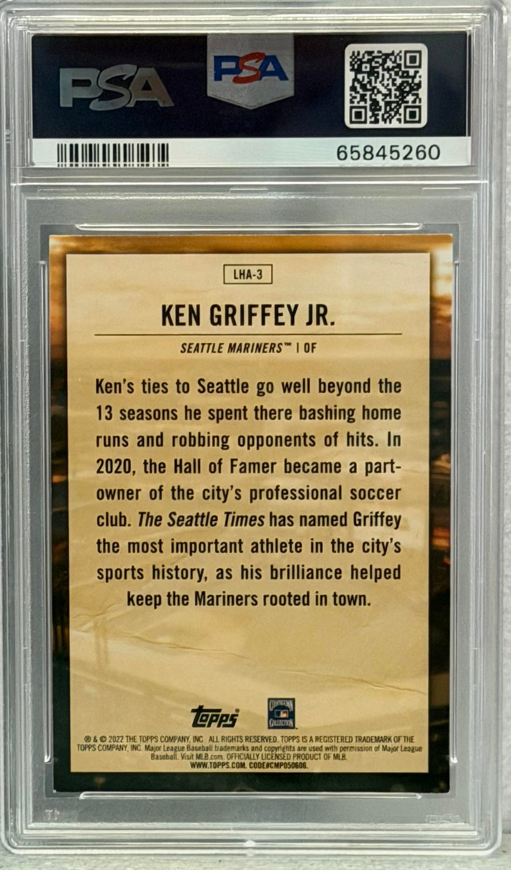 2022 Topps Home Field Advantage Ken Griffey Jr. Auto #LHA3 PSA ULTRA RARE