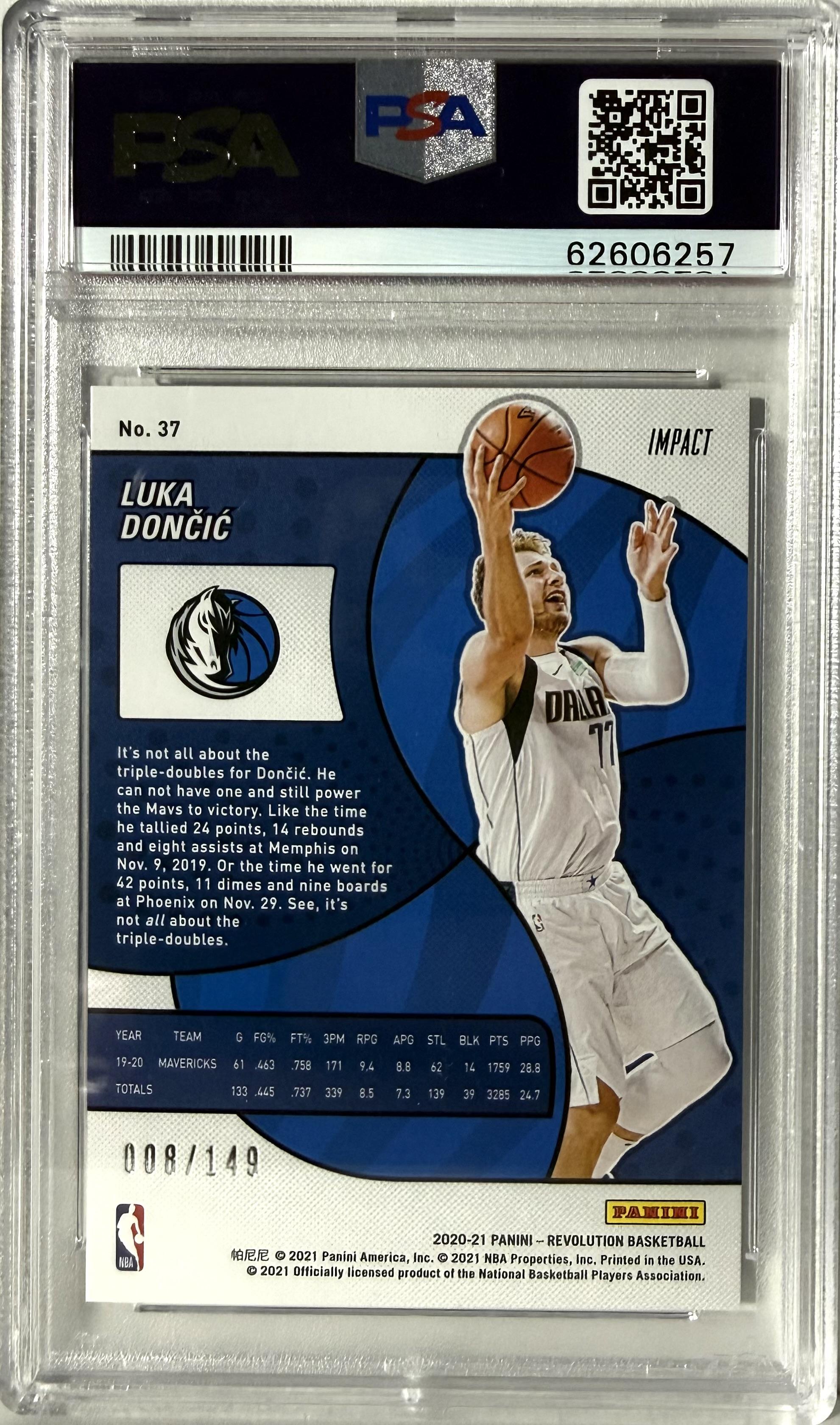 2020 Panini Revolution Luka Doncic #37 Impact PSA 10