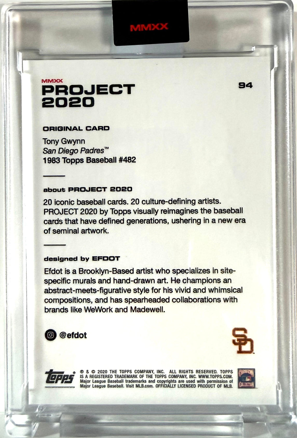2020 Topps Project 2020 Tony Gwynn San Diego Padres #94 by Artist Efdot