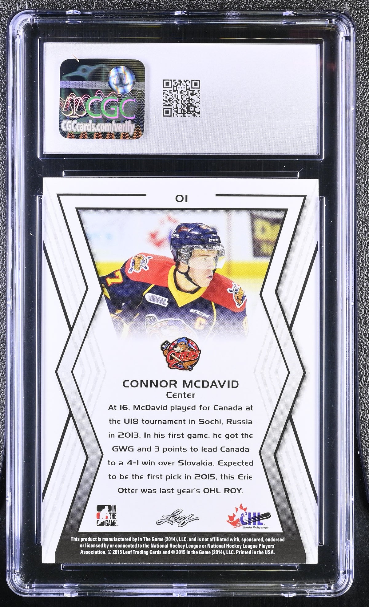 2014-15 CHL Draft In The Game #01 Connor McDavid CGC 10