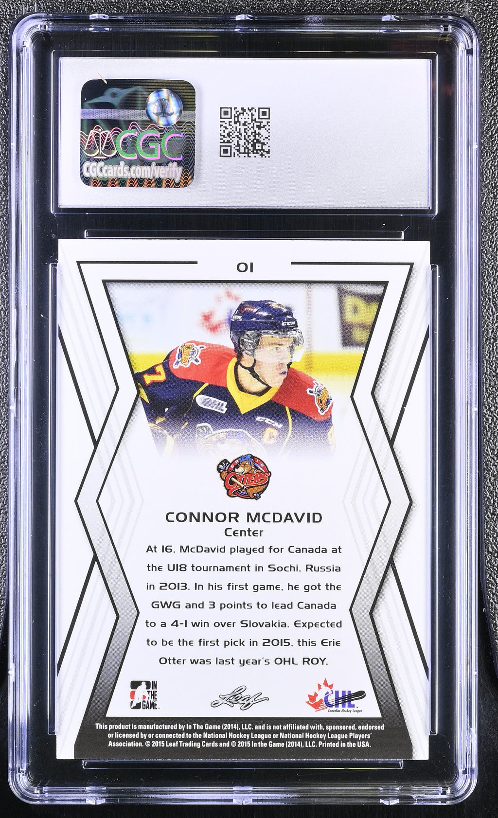 2014-15 CHL Draft In The Game #01 Connor McDavid CGC 10