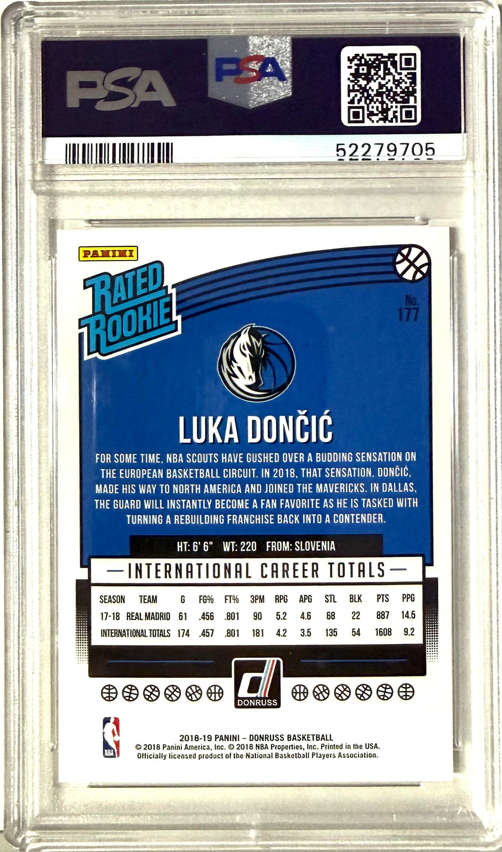 2018-19 Donruss #177 Luka Doncic Rookie PSA GEM MINT 10