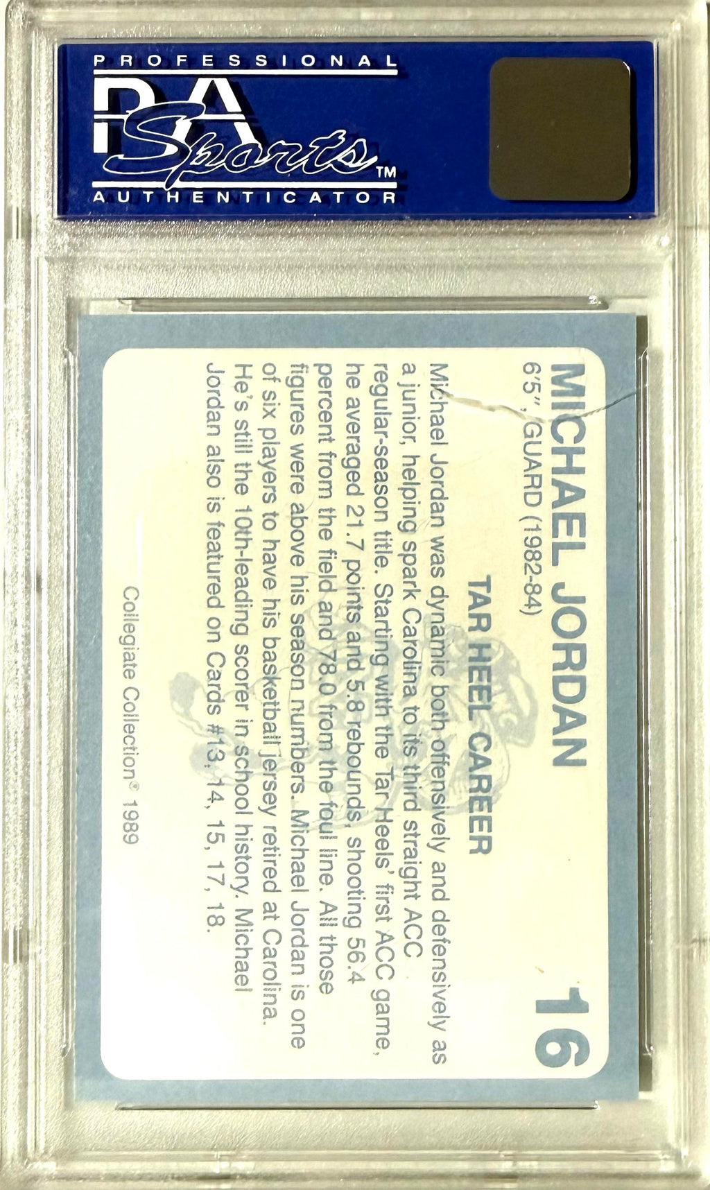 1989 Collegiate Collection North Carolina's Finest #16 Michael Jordan PSA 8