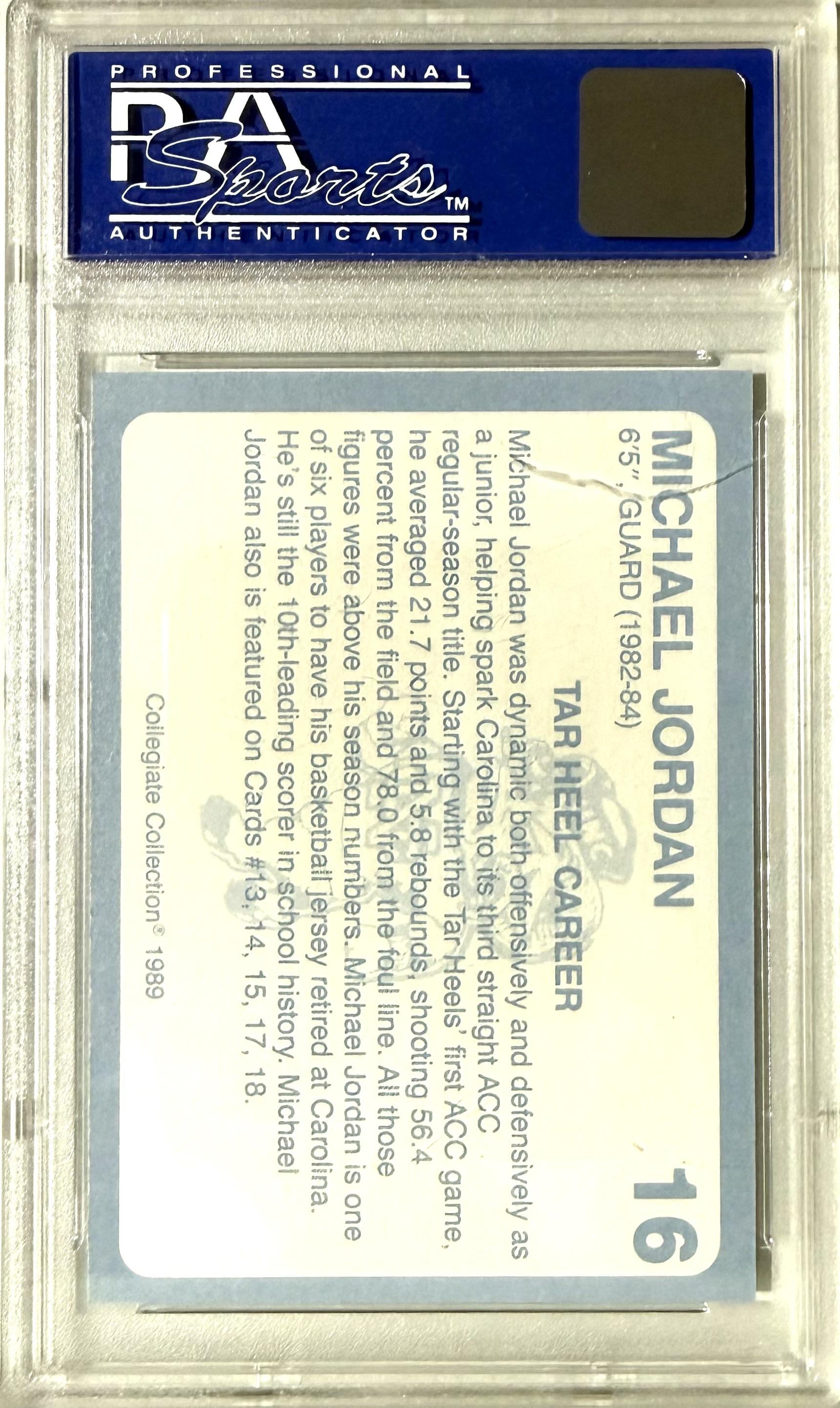1989 Collegiate Collection North Carolina's Finest #16 Michael Jordan PSA 8