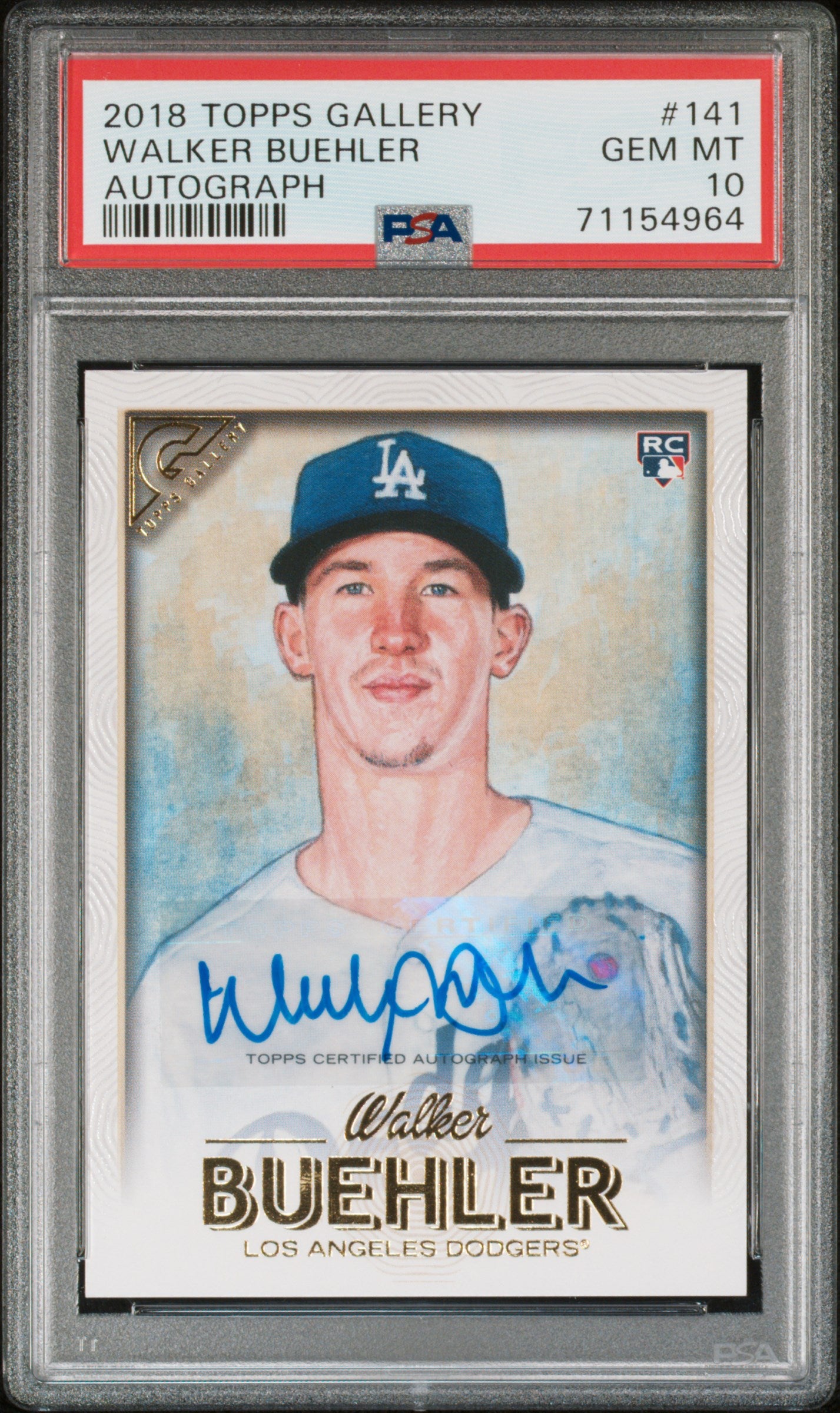 2018 Topps Gallery #141 Walker Buehler Autograph PSA 10