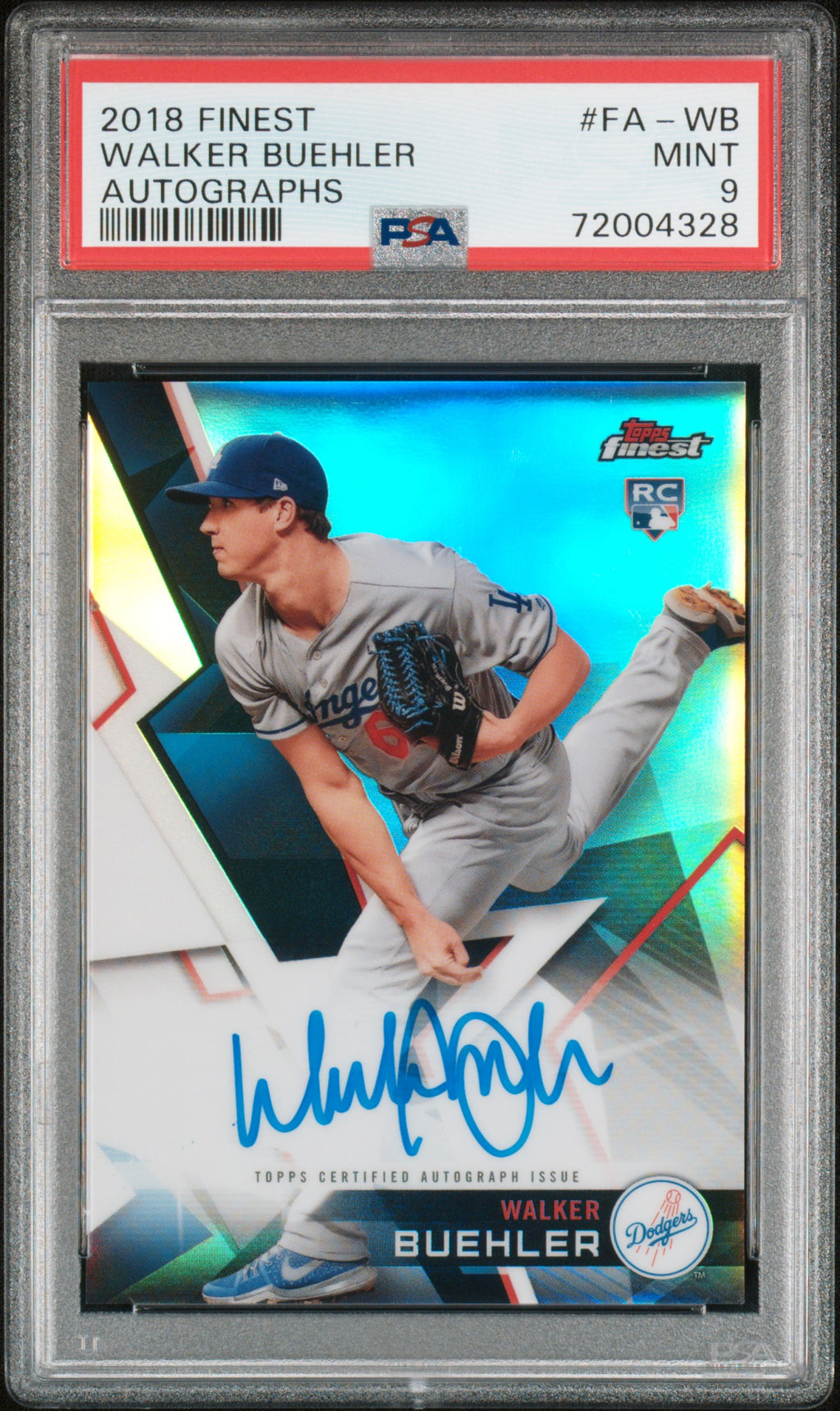2018 Finest Autographs #FA-WB Walker Buehler PSA 9