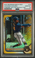 2022 Bowman Mega Box Chrome #79 Jackson Chourio Chrome-Yellow Refractor PSA 10