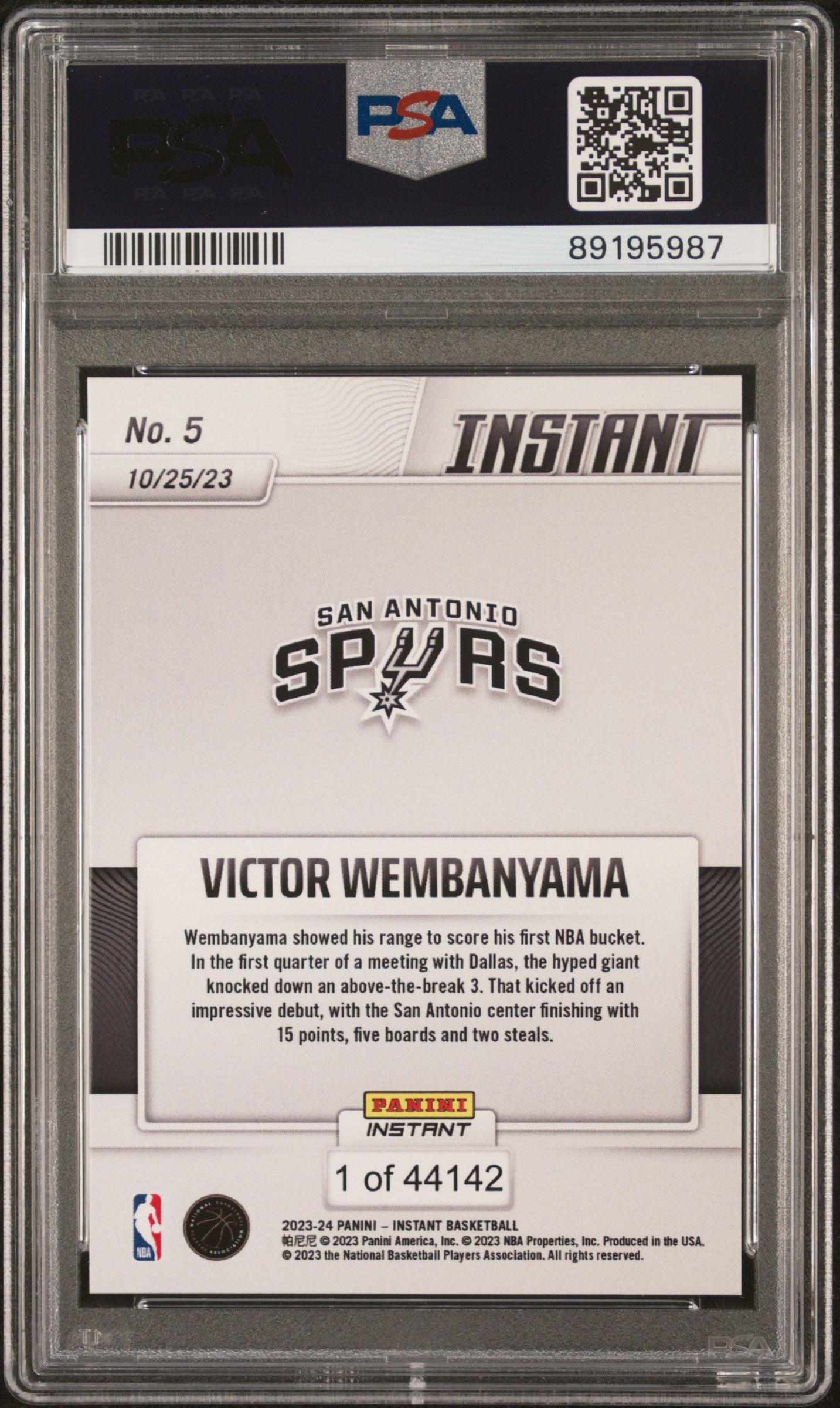 2023 Panini Instant #5 Victor Wembanyama PSA 10