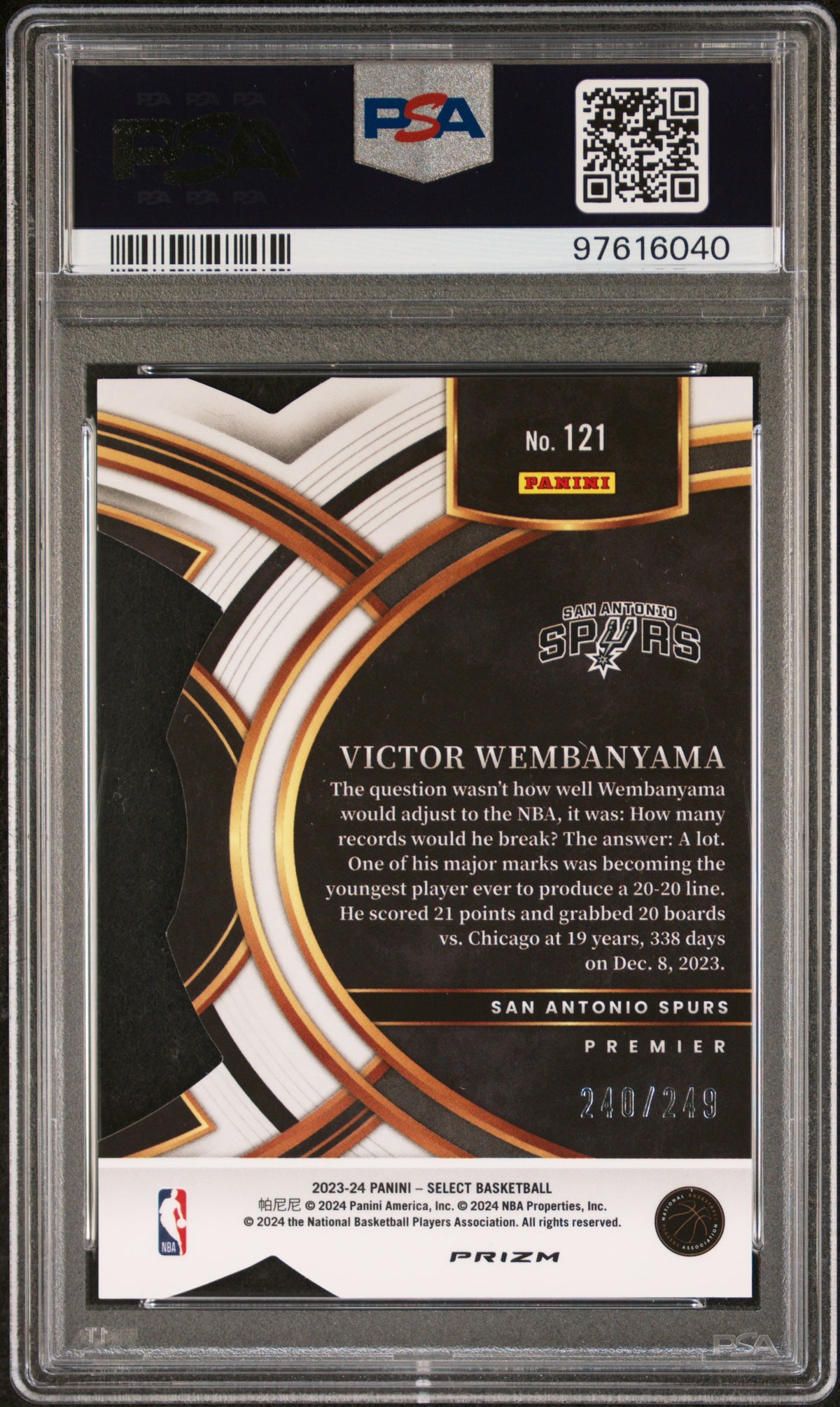 2023 Panini Select #121 Victor Wembanyama PSA 9