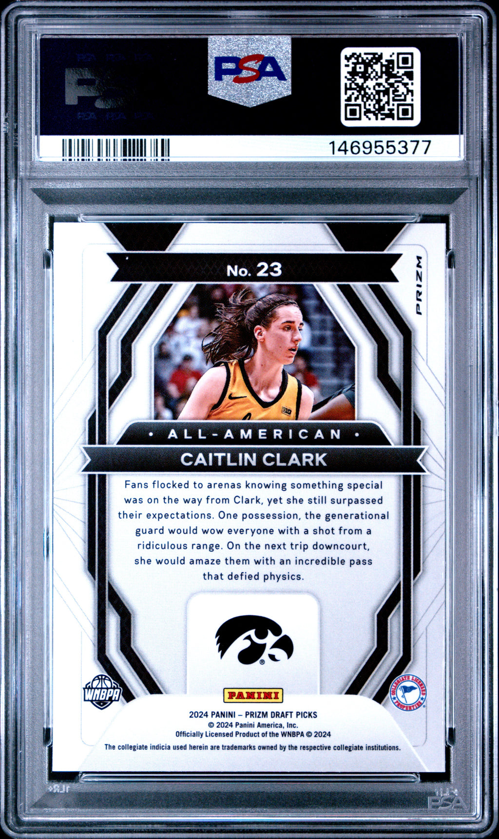 2024 Panini Prizm Draft Picks All-American #23 Caitlin Clark PSA 9