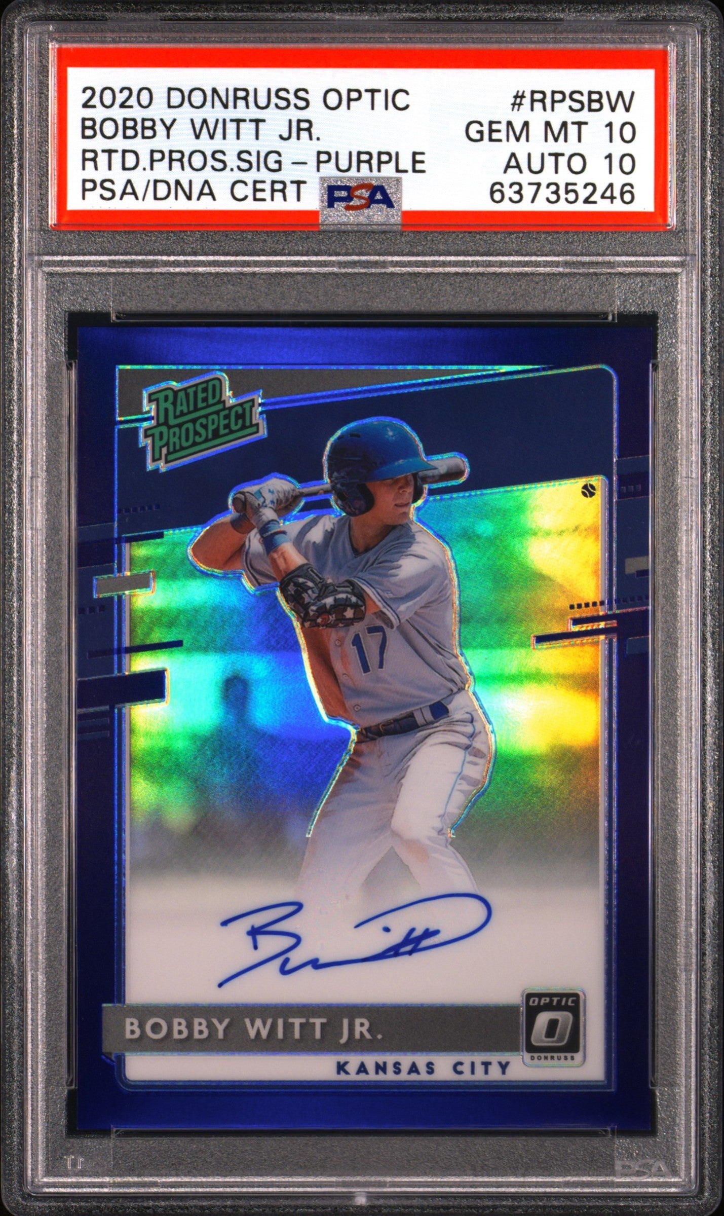 2020 Panini Donruss Optic Rated Prospects #RPSBW Bobby Witt Jr. PSA 10