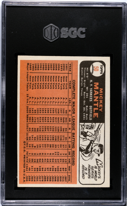 1966 Topps #50 Mickey Mantle SGC 5
