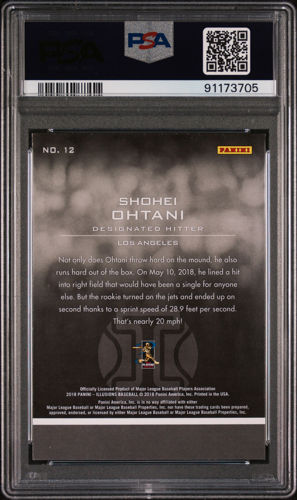 2018 Panini Chronicles Illusions #12 Shohei Ohtani Illusions PSA 9