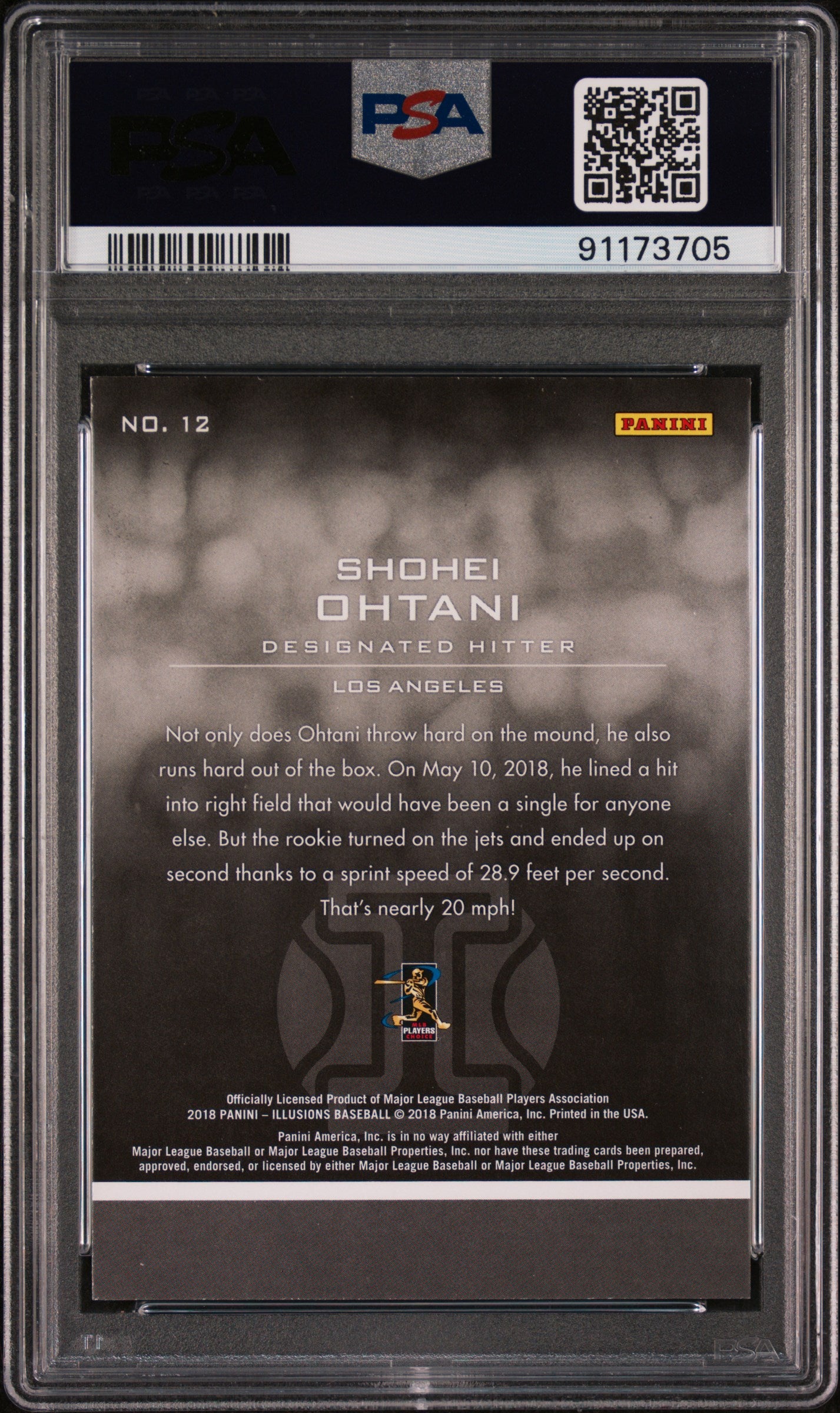 2018 Panini Chronicles Illusions #12 Shohei Ohtani Illusions PSA 9