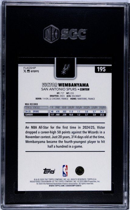 2025-26 Topps #195 Victor Wembanyama SGC 10