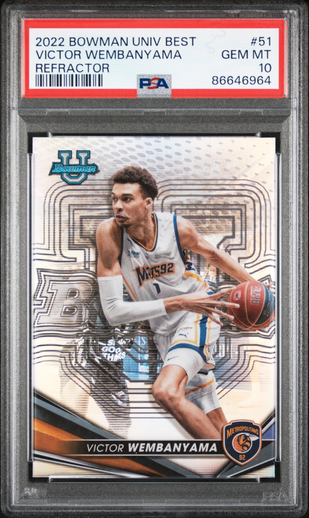 2022 Bowman University Best #51 Victor Wembanyama PSA 10