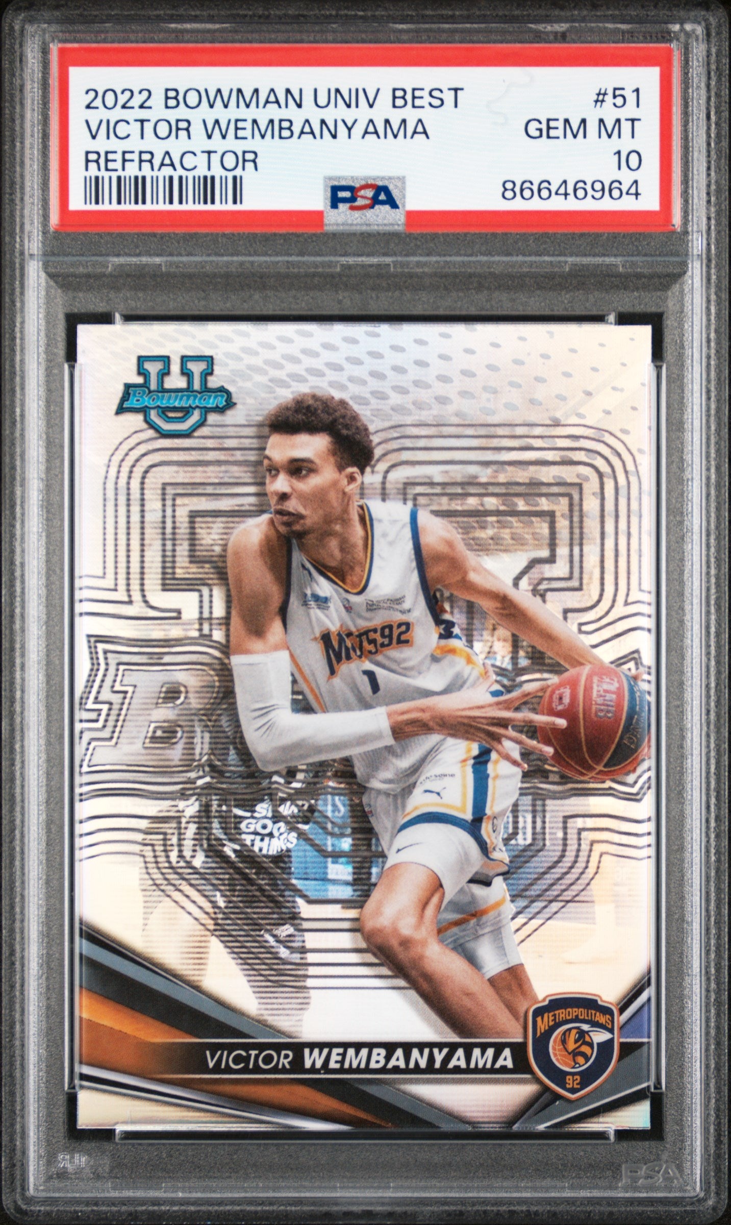 2022 Bowman University Best #51 Victor Wembanyama PSA 10