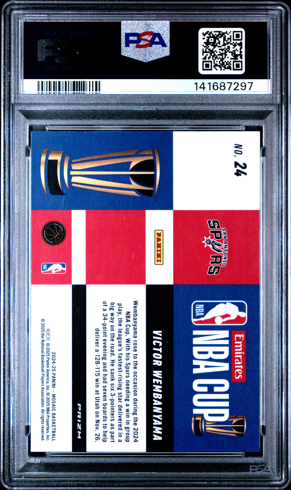 2024 Panini Mosaic NBA Cup #24 Victor Wembanyama PSA 10