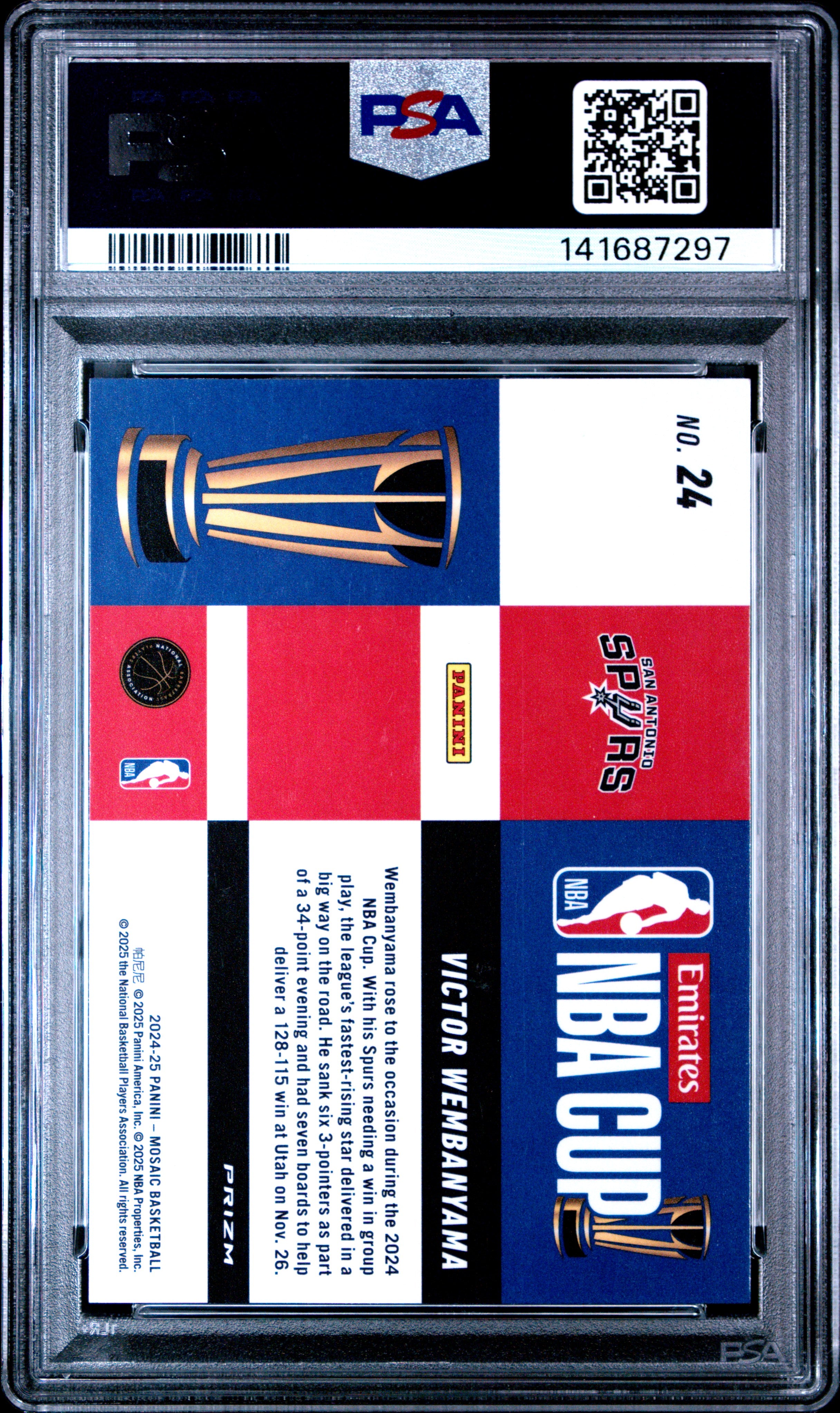 2024 Panini Mosaic NBA Cup #24 Victor Wembanyama PSA 10