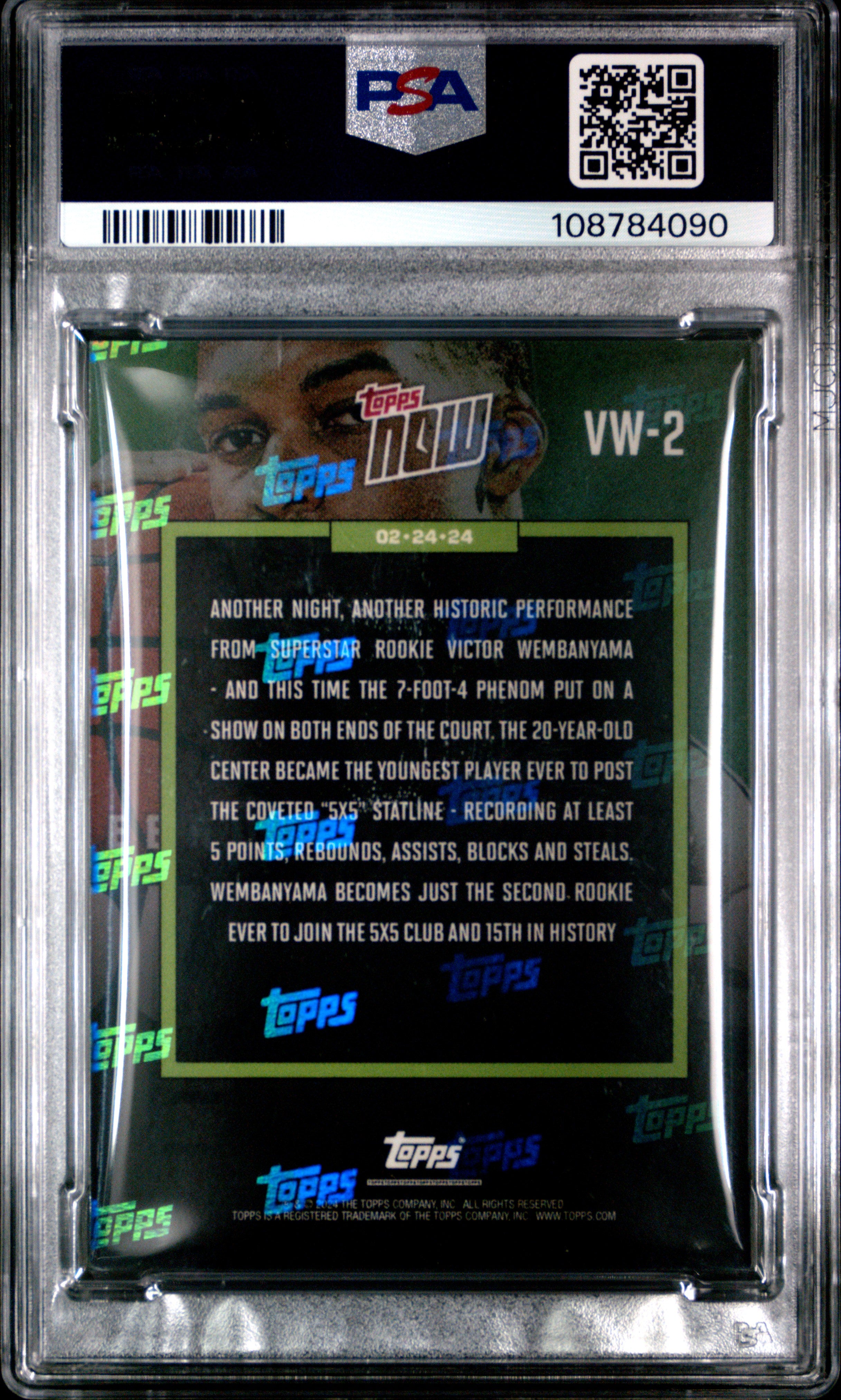 2023 Topps Now Youngest Ever #VW2 Victor Wembanyama PSA 10