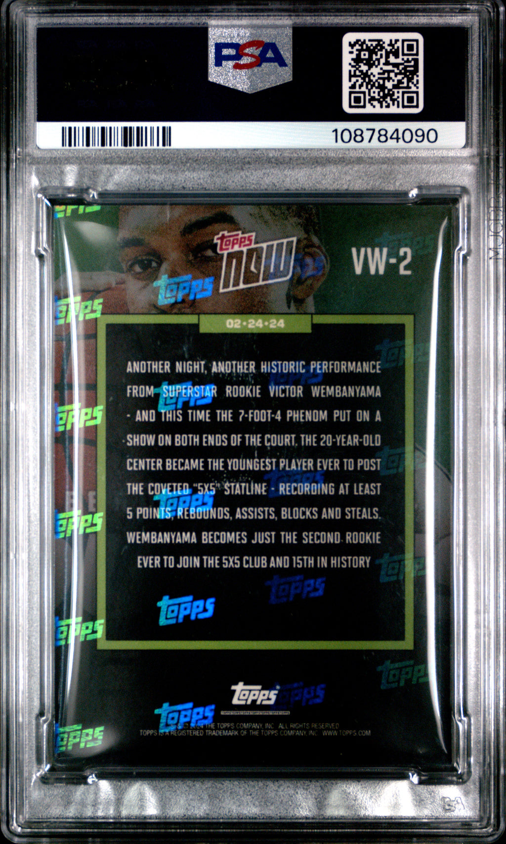 2023 Topps Now Youngest Ever #VW2 Victor Wembanyama PSA 10