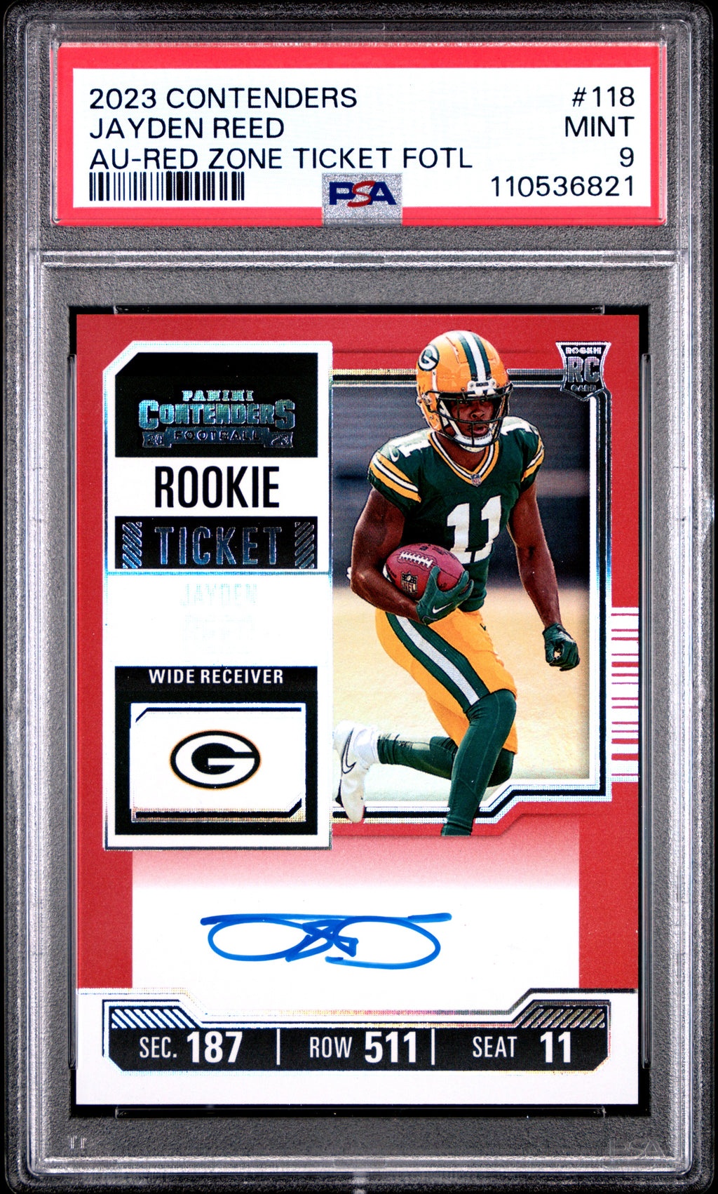 2023 Panini Contenders #118 Jayden Reed PSA 9