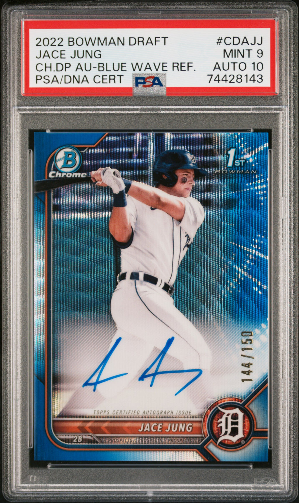 2022 Bowman Draft Chrome Draft Pick Autographs #CDAJJ Jace Jung PSA 9