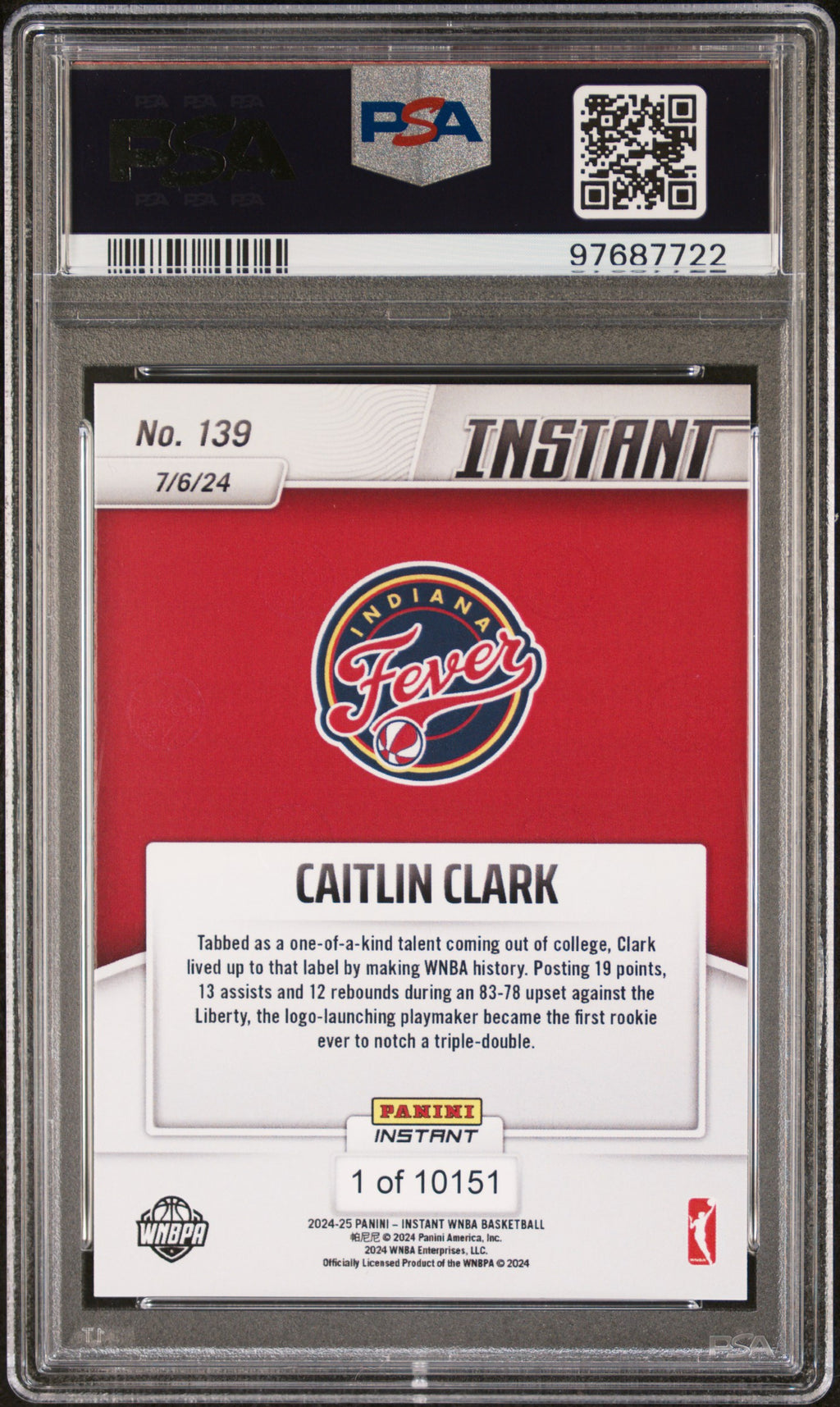 2024 Panini Instant Wnba #139 Caitlin Clark PSA 10