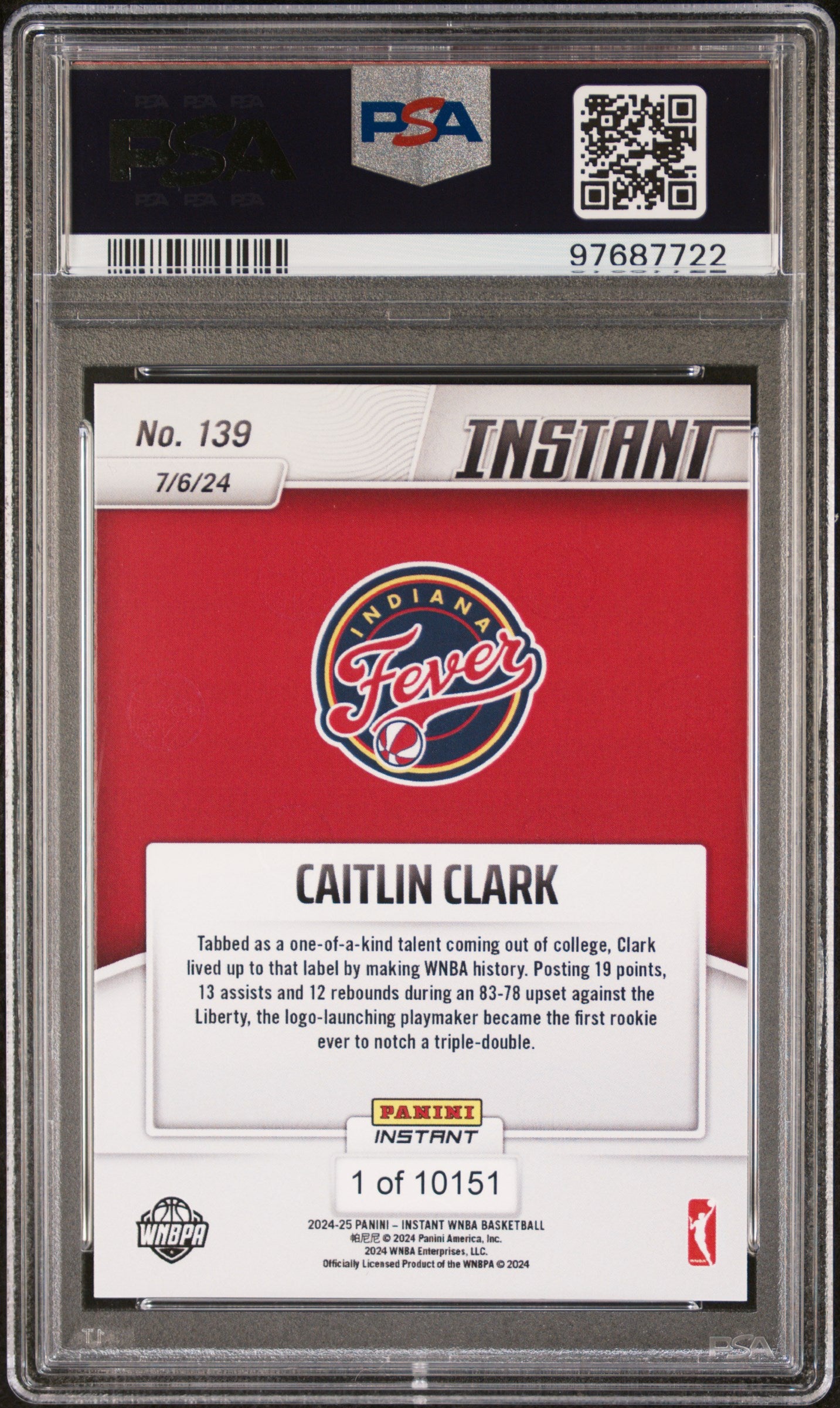 2024 Panini Instant Wnba #139 Caitlin Clark PSA 10