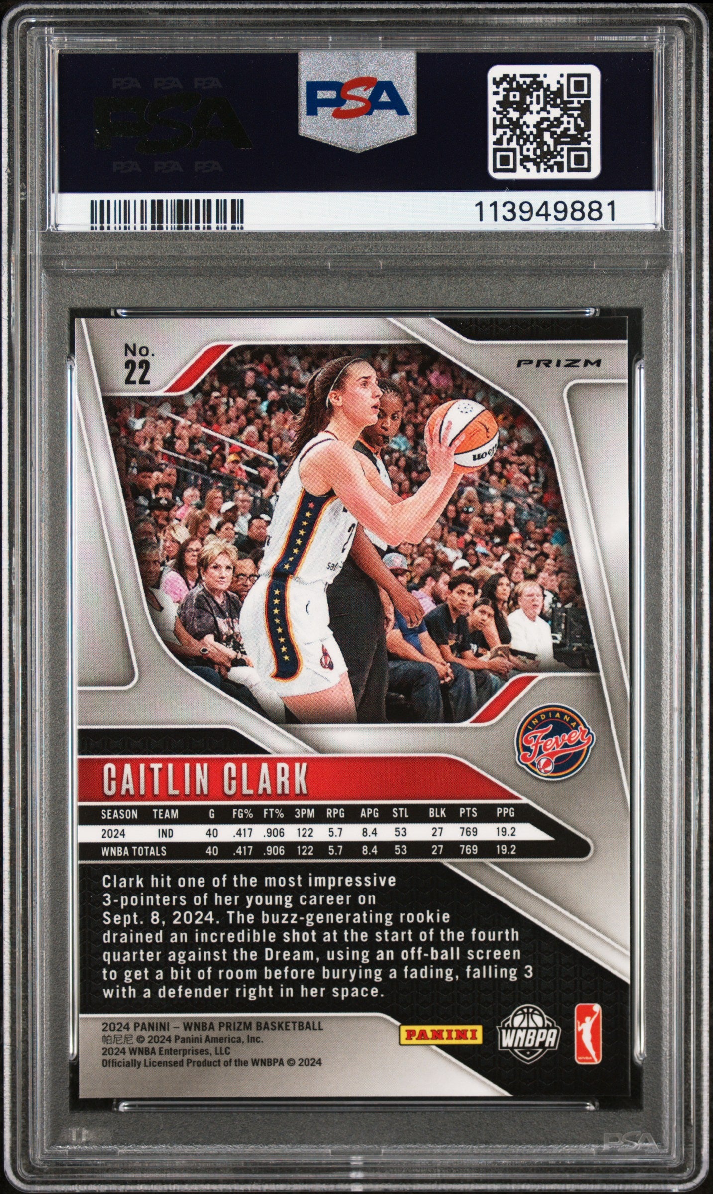 2024 Panini Prizm Wnba #22 Caitlin Clark PSA 9