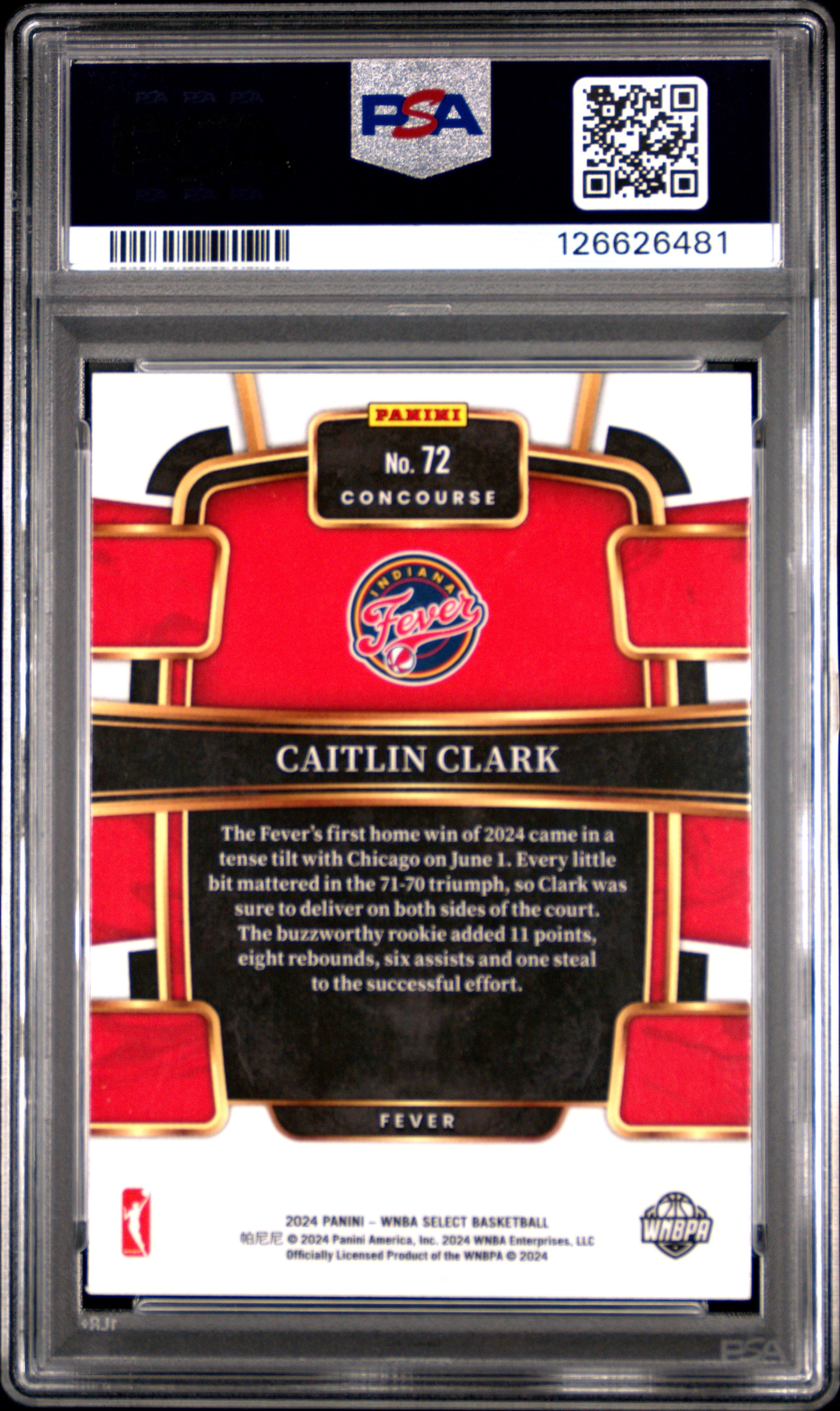 2024 Panini Select Wnba #72 Caitlin Clark PSA 10