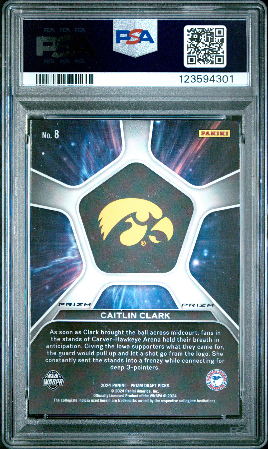 2024 Panini Prizm Draft Picks Deep Space #8 Caitlin Clark PSA 10