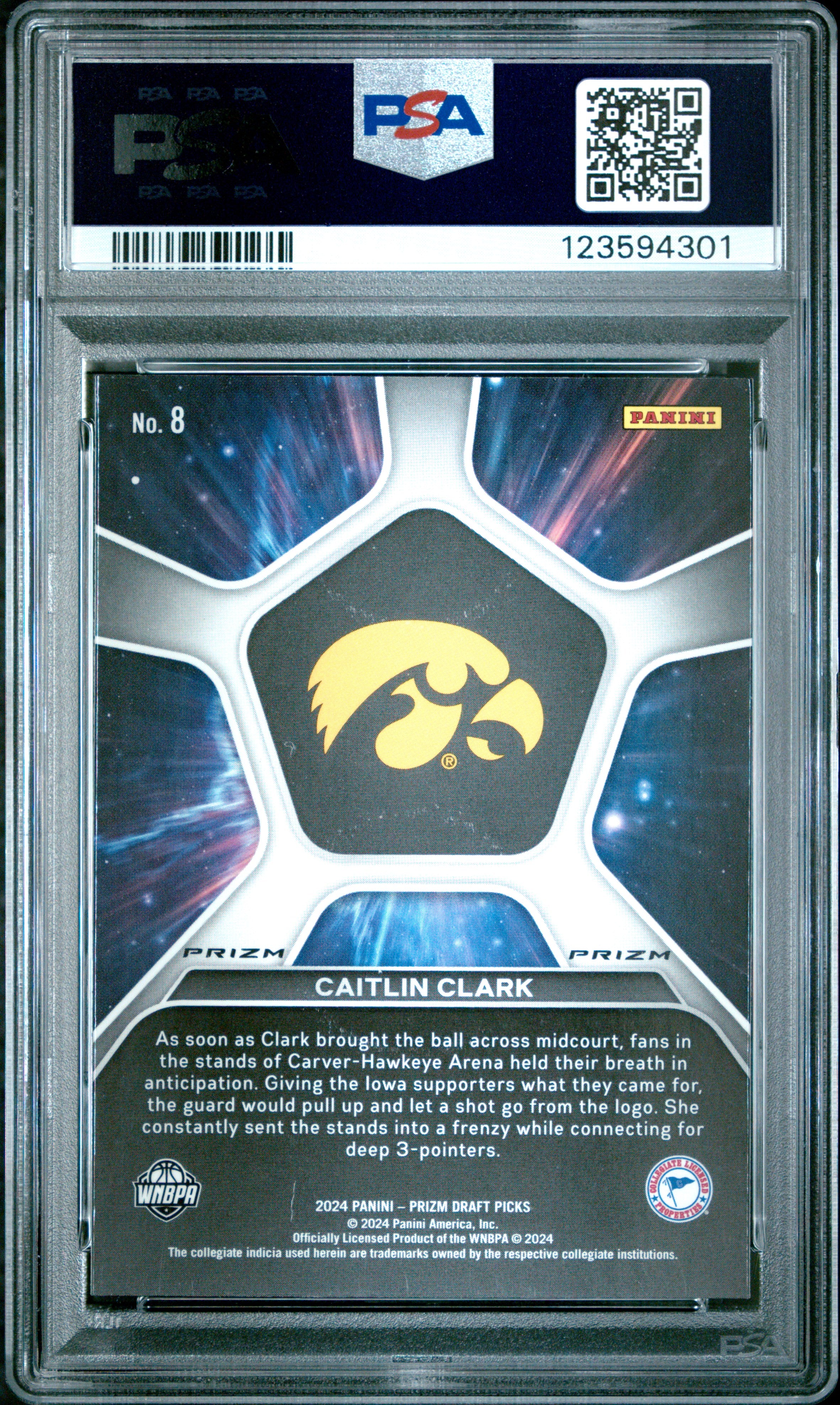 2024 Panini Prizm Draft Picks Deep Space #8 Caitlin Clark PSA 10