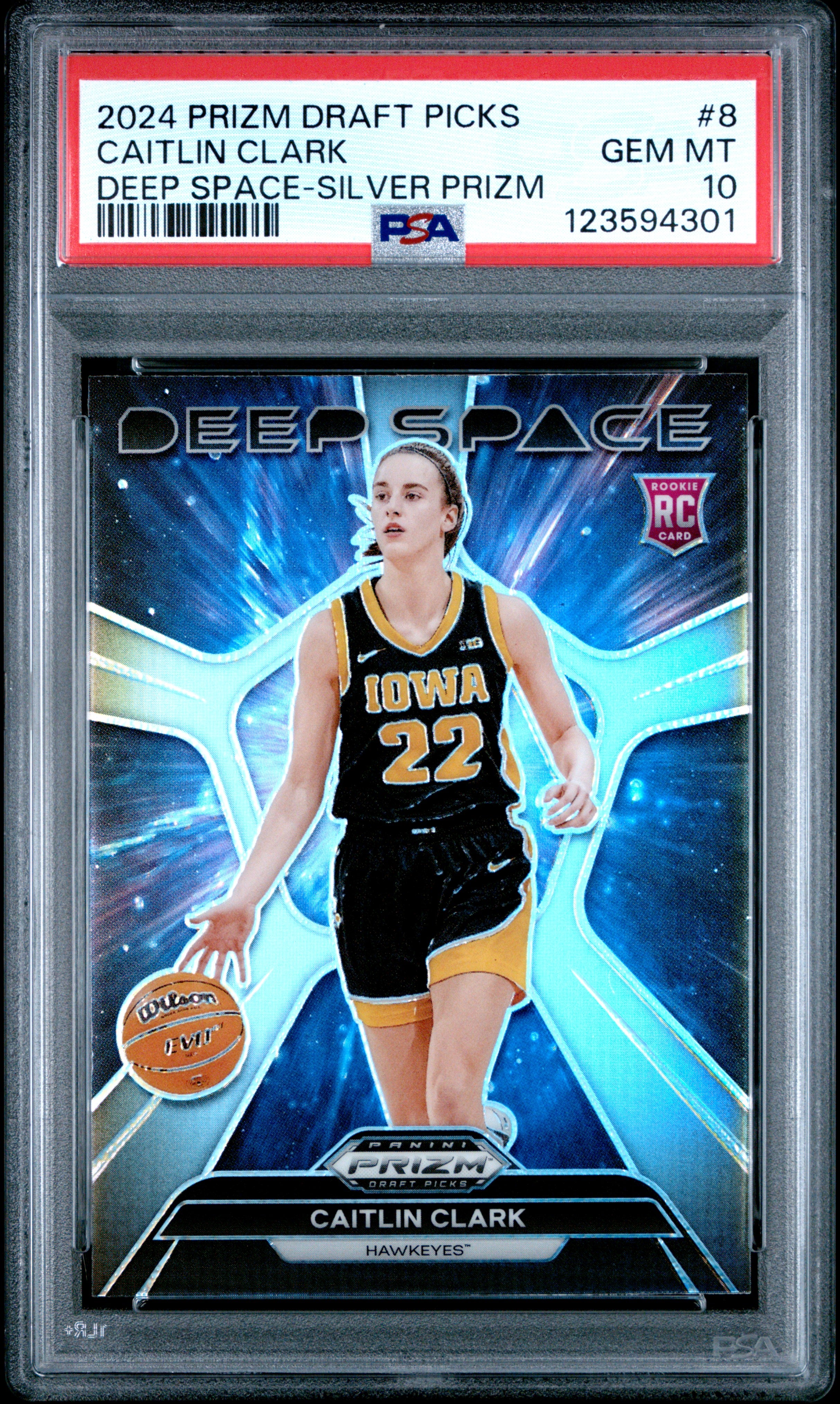 2024 Panini Prizm Draft Picks Deep Space #8 Caitlin Clark PSA 10
