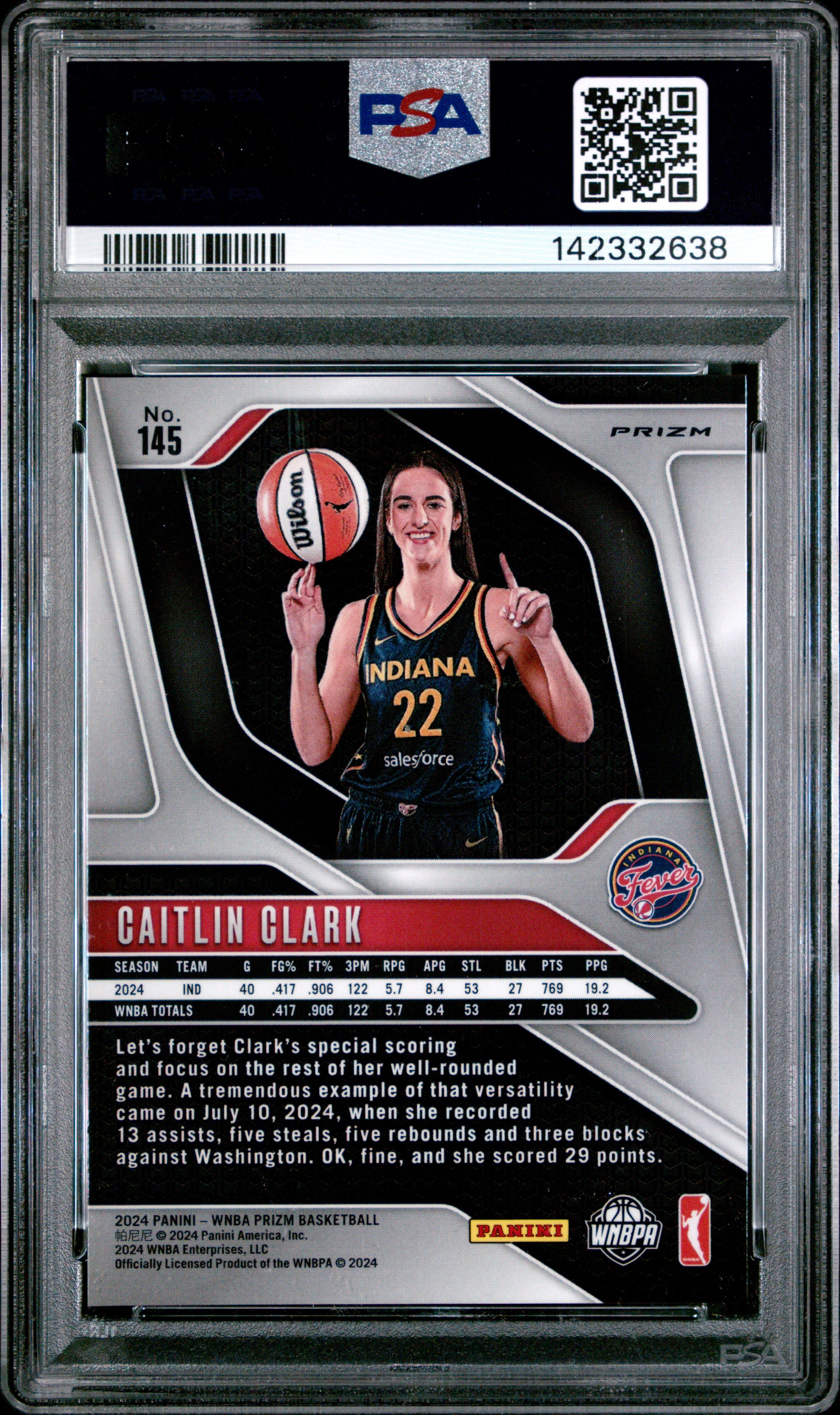 2024 Panini Prizm Wnba #145 Caitlin Clark PSA 9