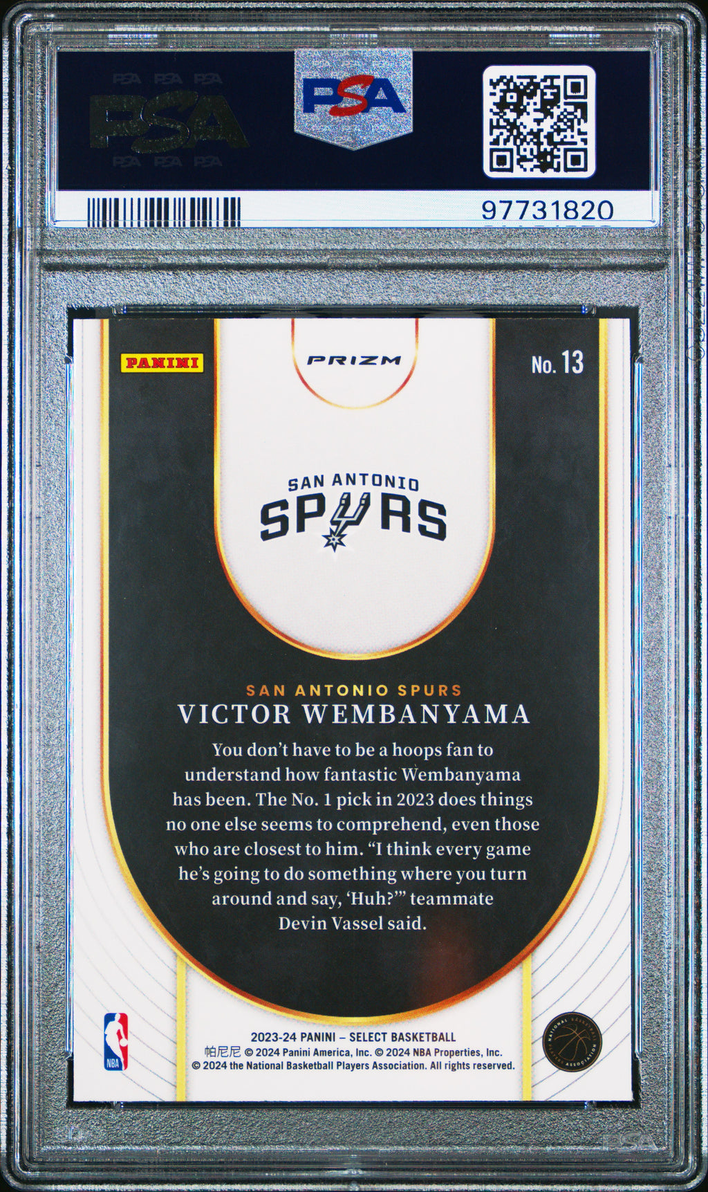 2023 Panini Select Neon Icon #13 Victor Wembanyama PSA 9