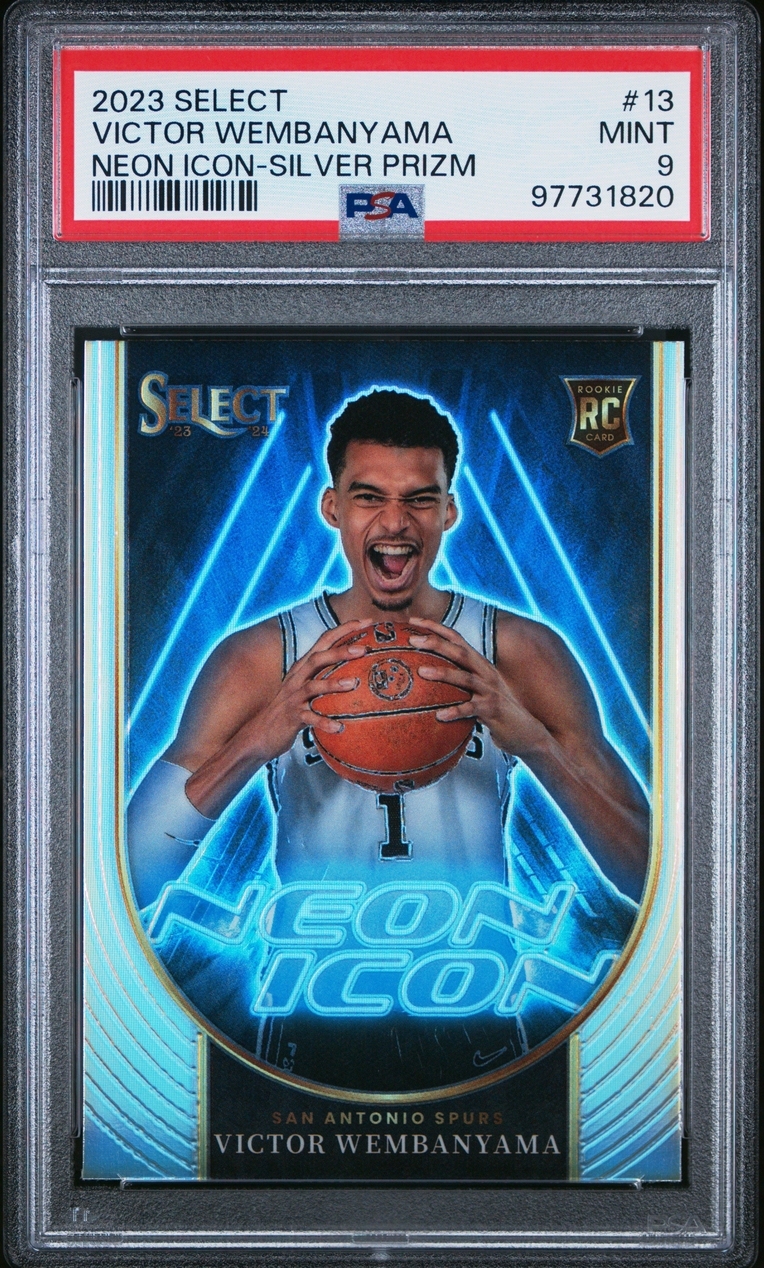 2023 Panini Select Neon Icon #13 Victor Wembanyama PSA 9