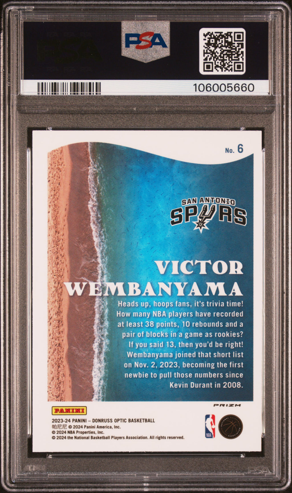 2023 Panini Donruss Optic Splash #6 Victor Wembanyama PSA 10