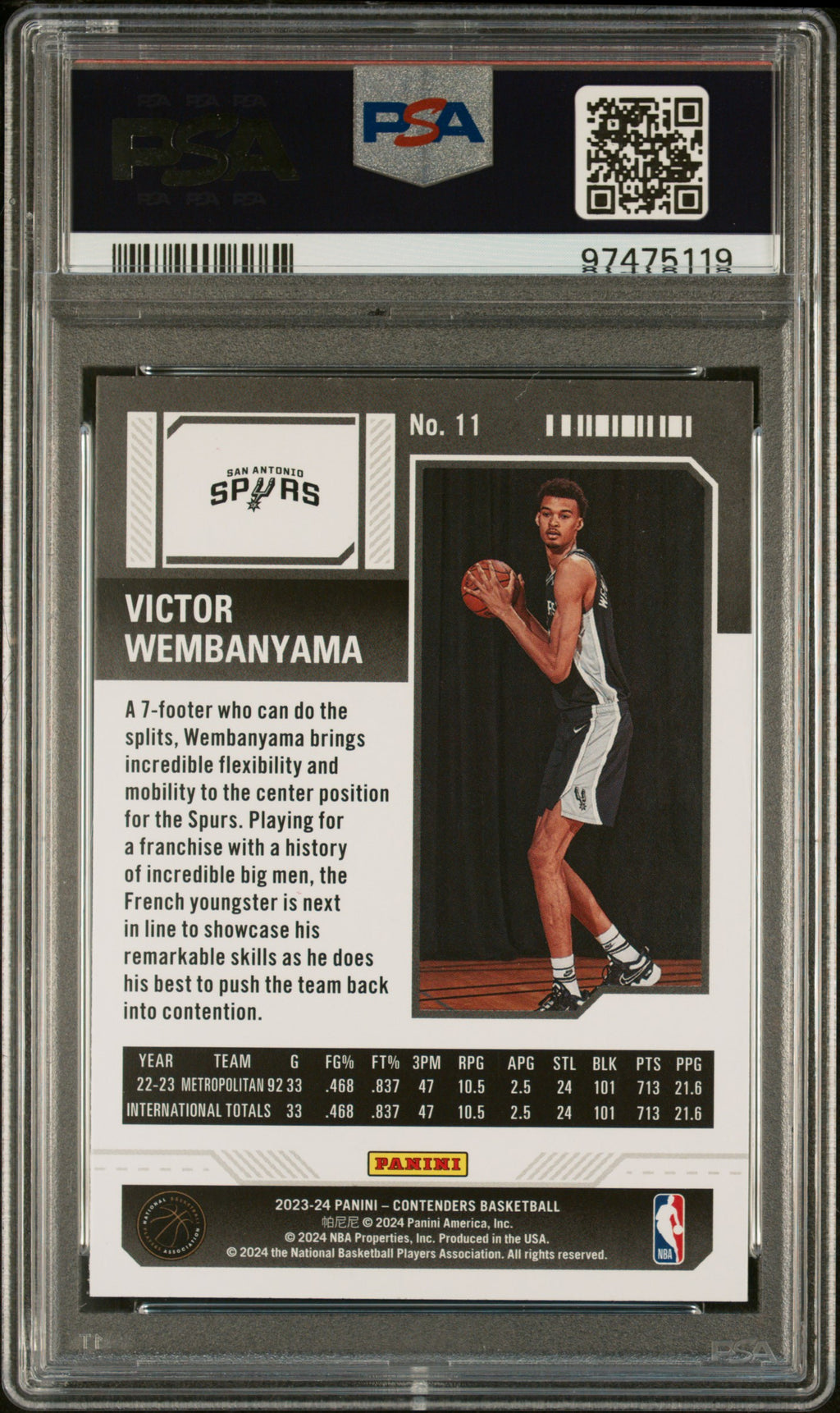 2023 Panini Contenders #11 Victor Wembanyama PSA 10