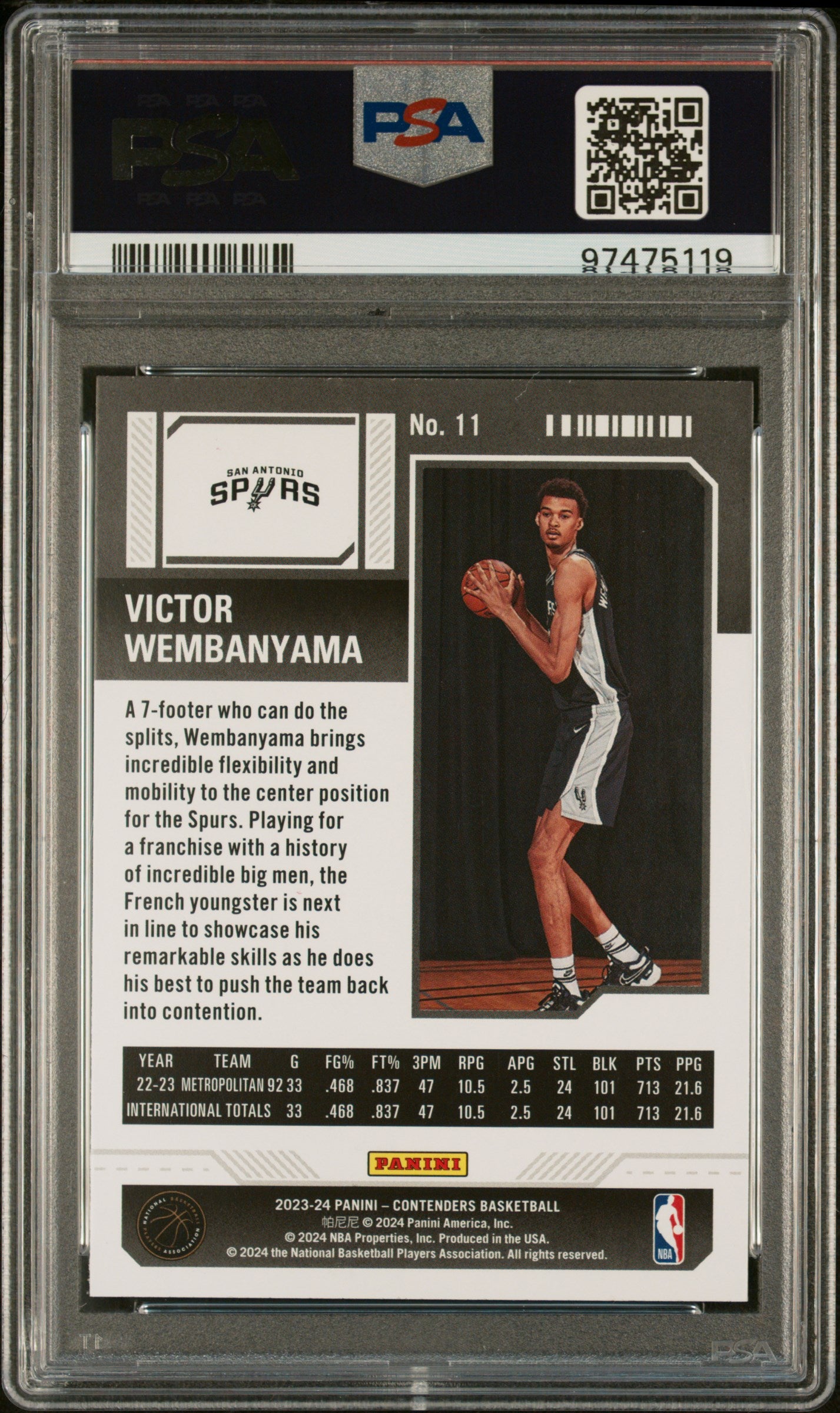 2023 Panini Contenders #11 Victor Wembanyama PSA 10