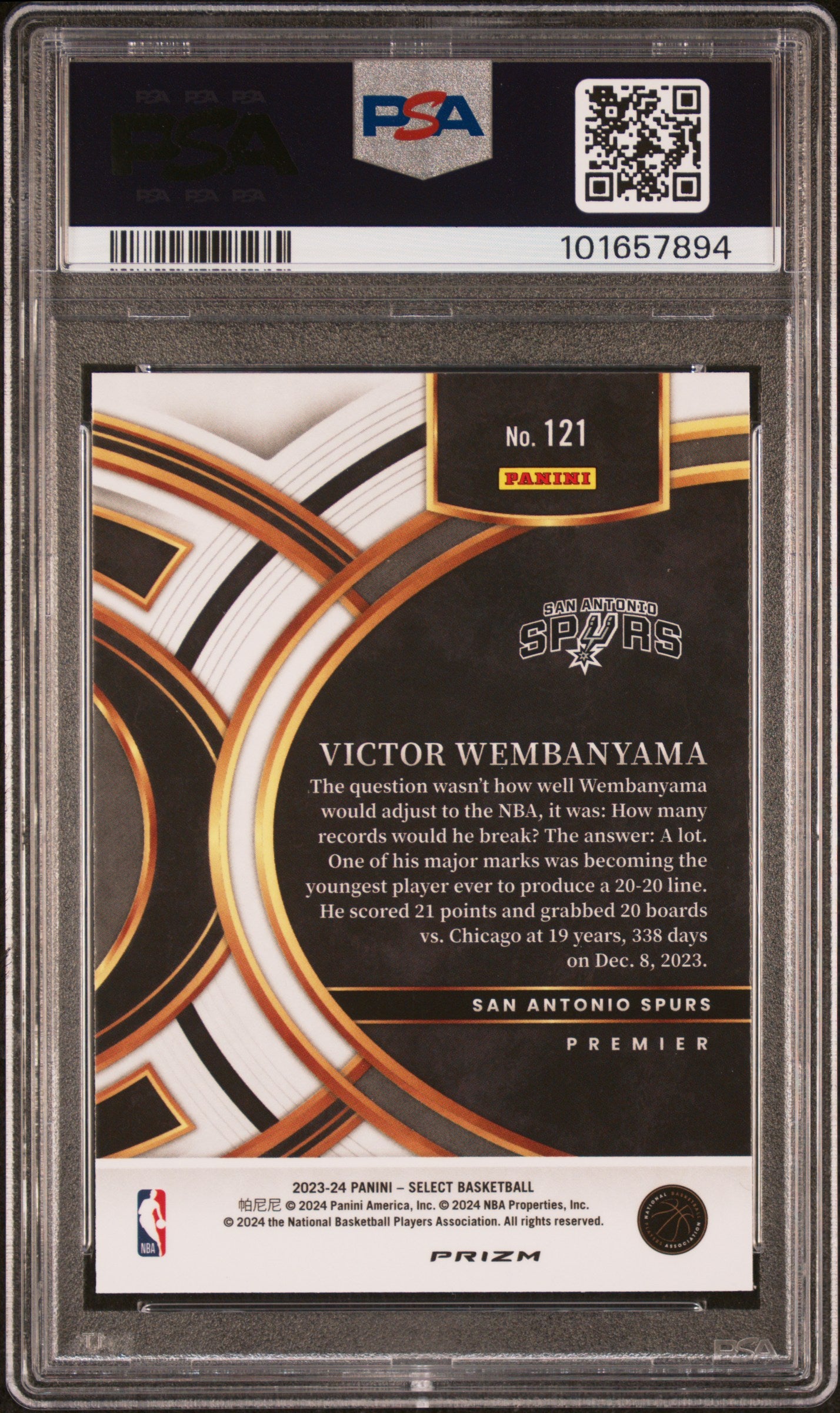 2023 Panini Select #121 Victor Wembanyama PSA 10