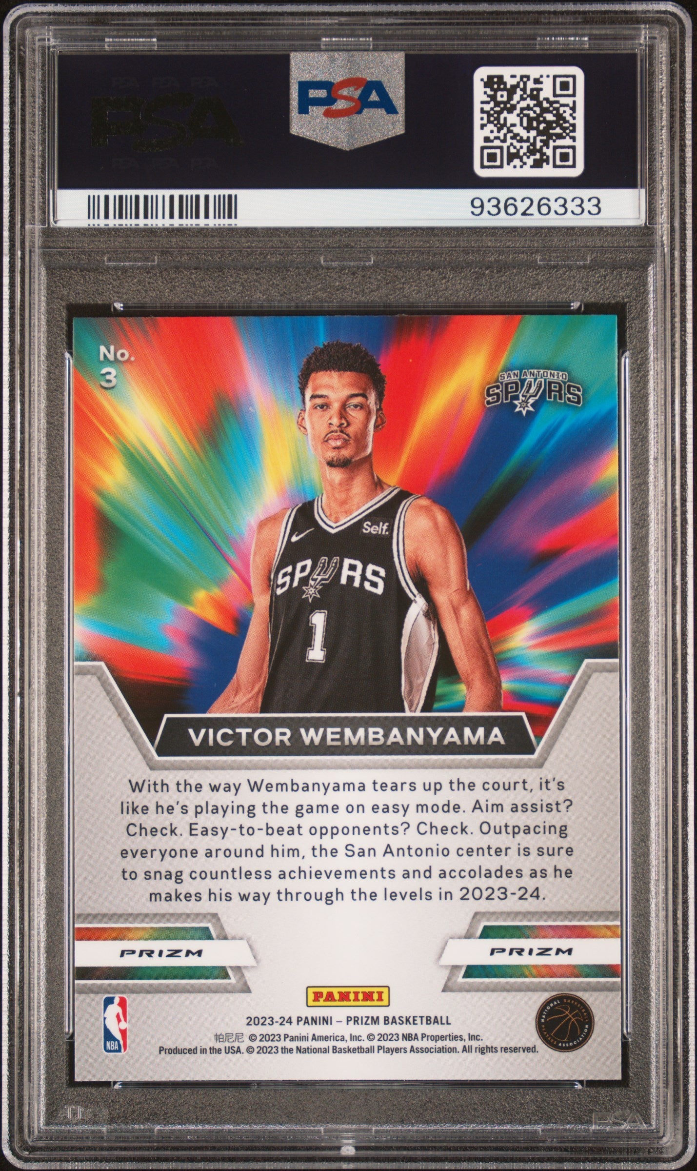 2023 Panini Prizm Instant Impact #3 Victor Wembanyama PSA 10