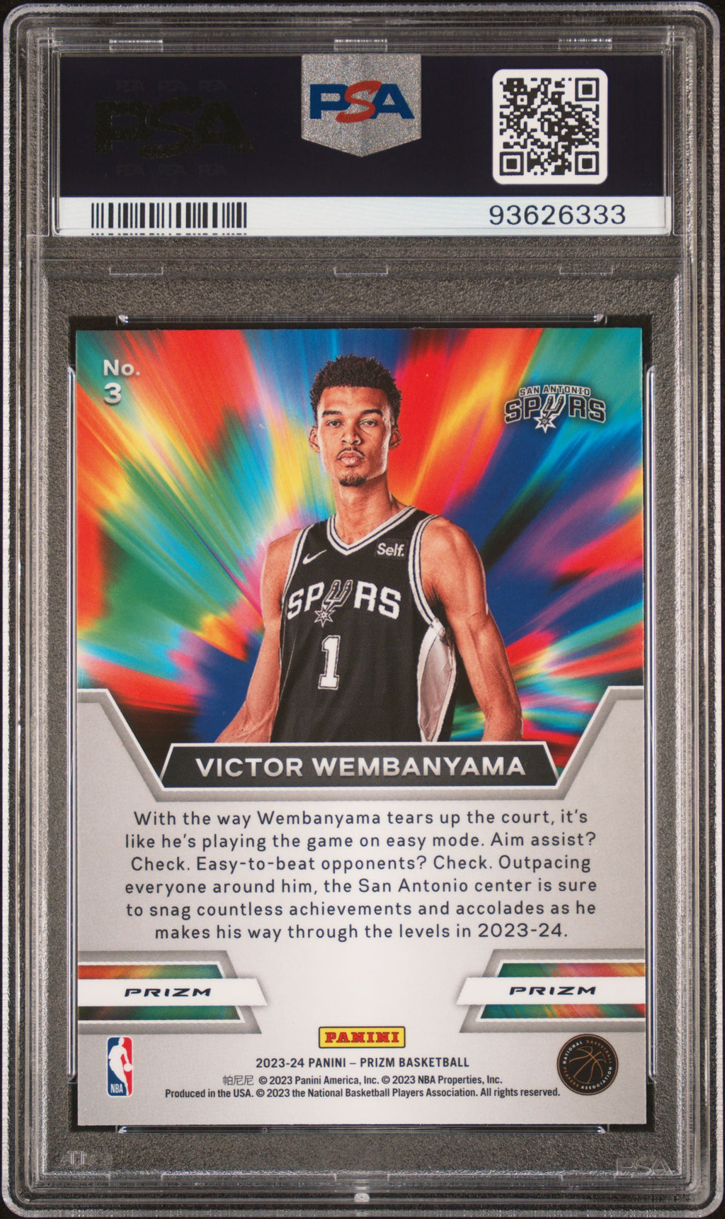 2023 Panini Prizm Instant Impact #3 Victor Wembanyama PSA 10
